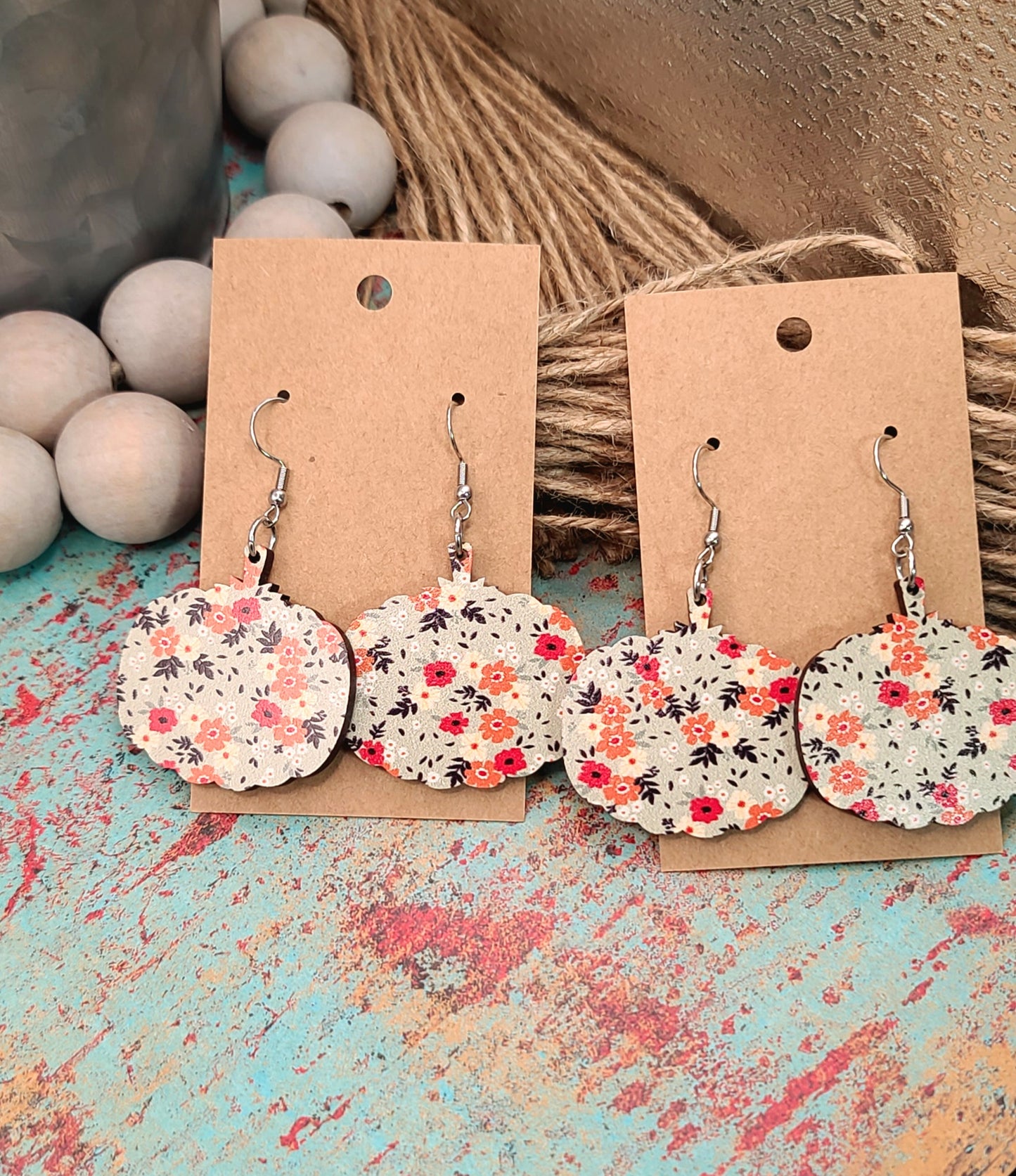Vintage Floral Pumpkin Earrings