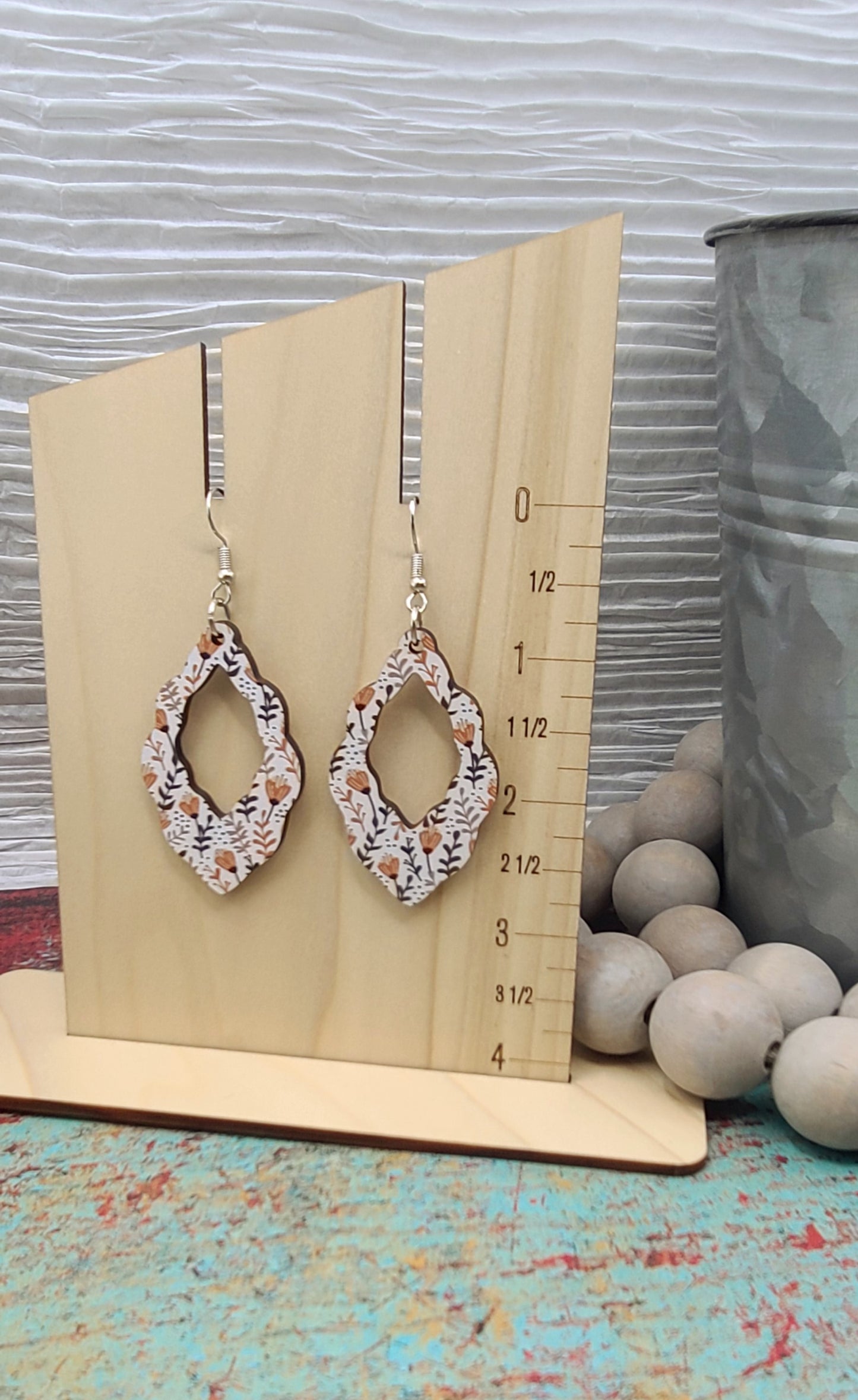 Fall Floral Scallop Earrings