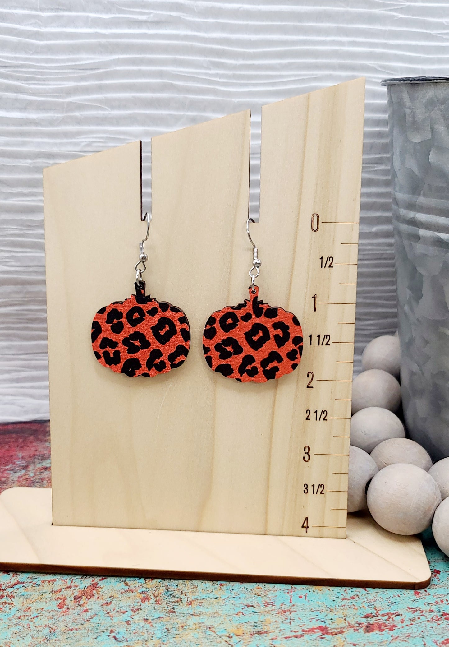 Orange Leopard Pumpkin Earrings