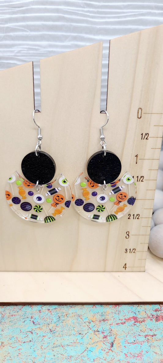 Black Lace Candy Stacked Earrings