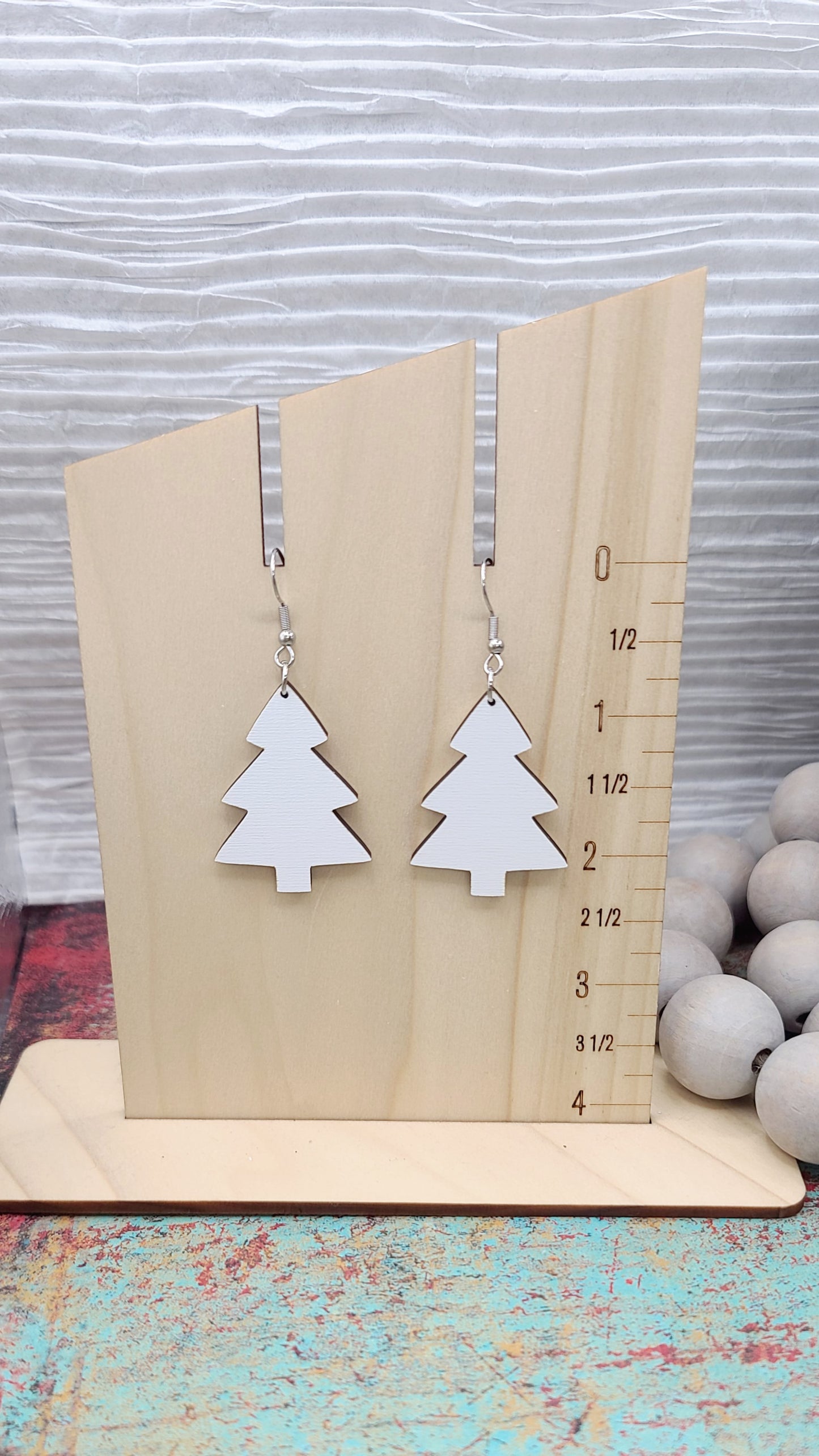 White Christmas Tree Earrings
