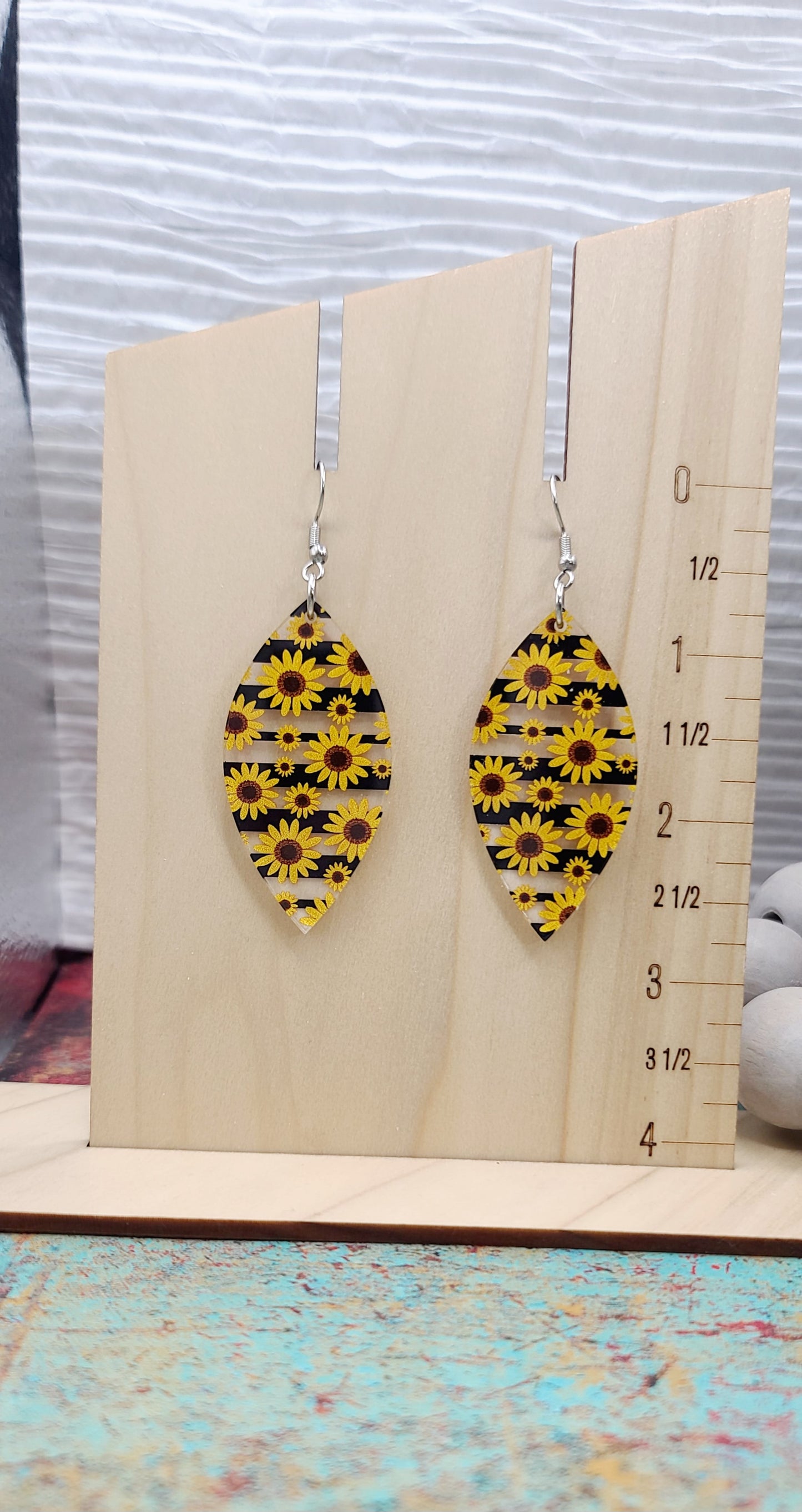 Sunflower Stripe Petal Earrings