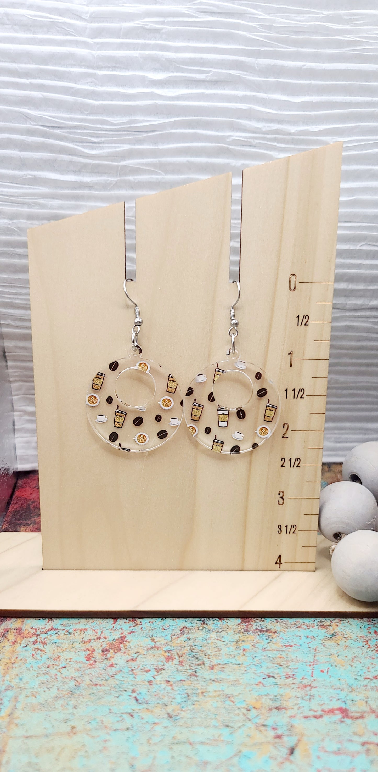 Coffee Retro Circle Earrings