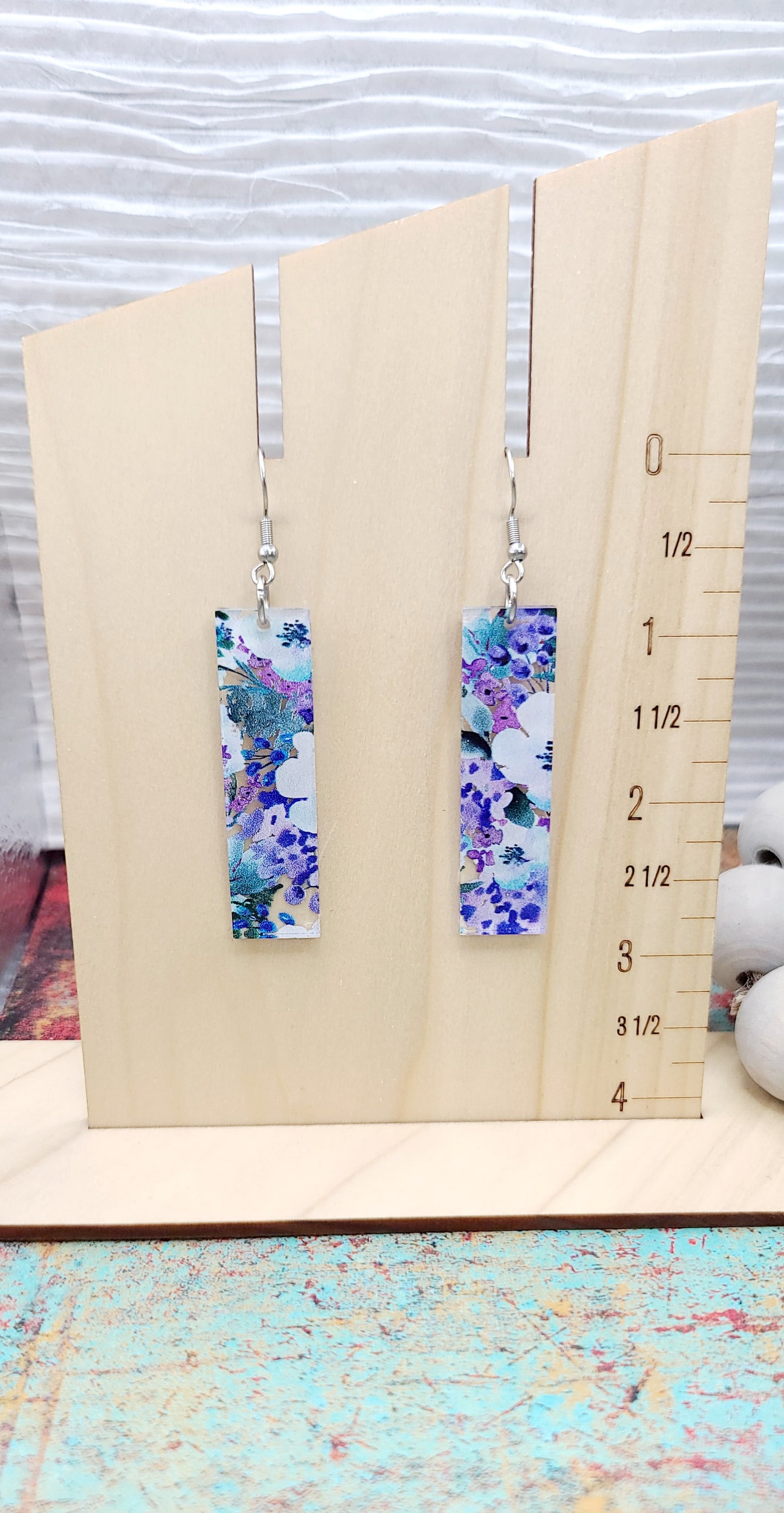 Blueberry Floral Bar Earrings