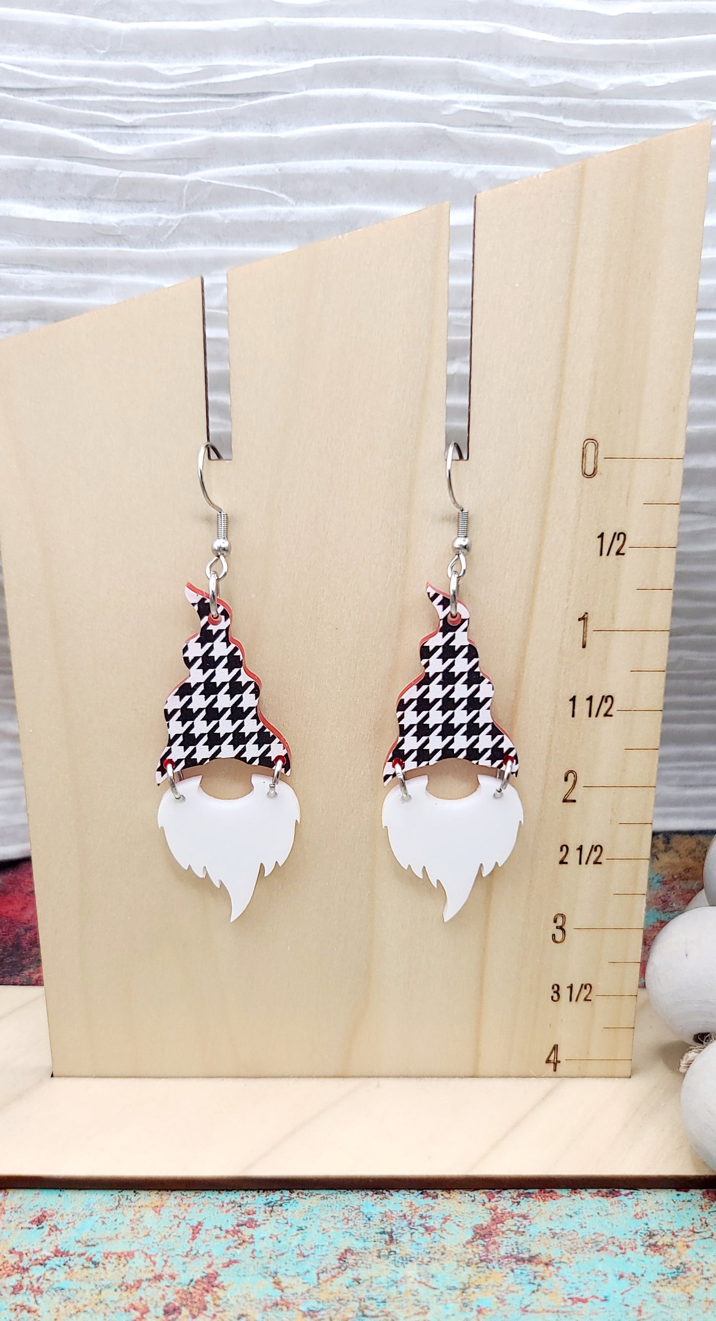 Houndstooth Gnome Earrings