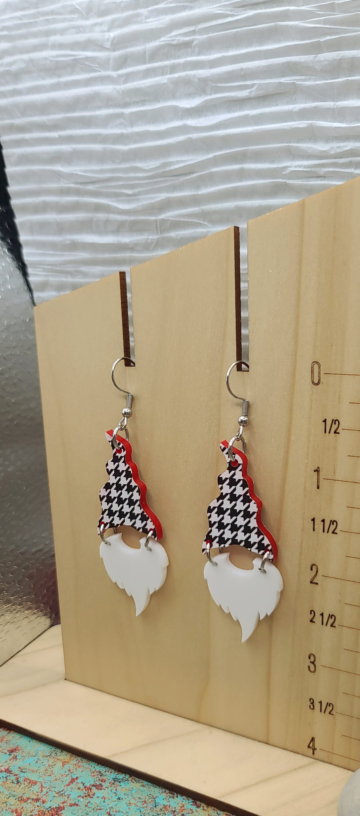 Houndstooth Gnome Earrings