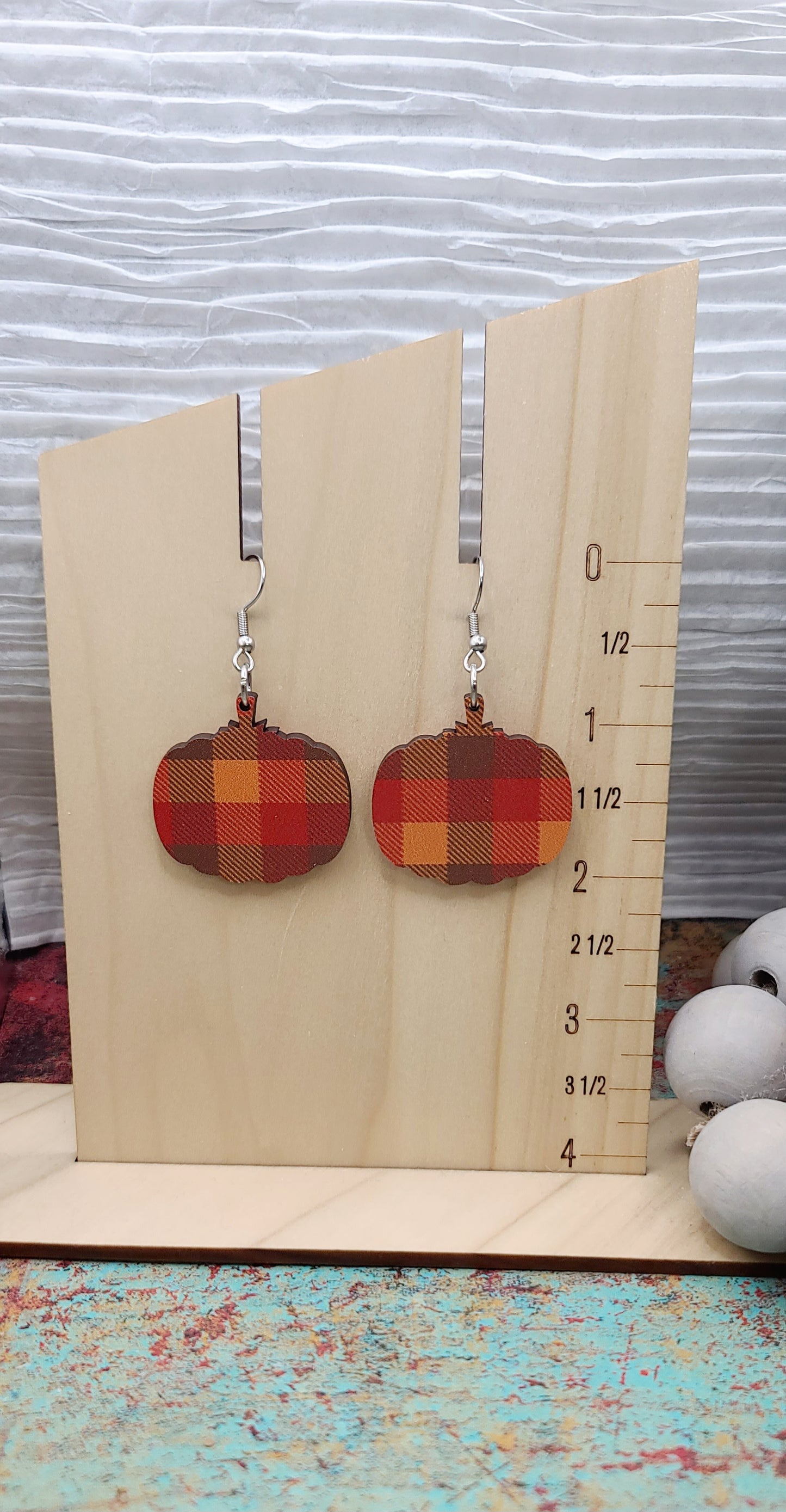 Fall Plaid Pumpkin Earrings