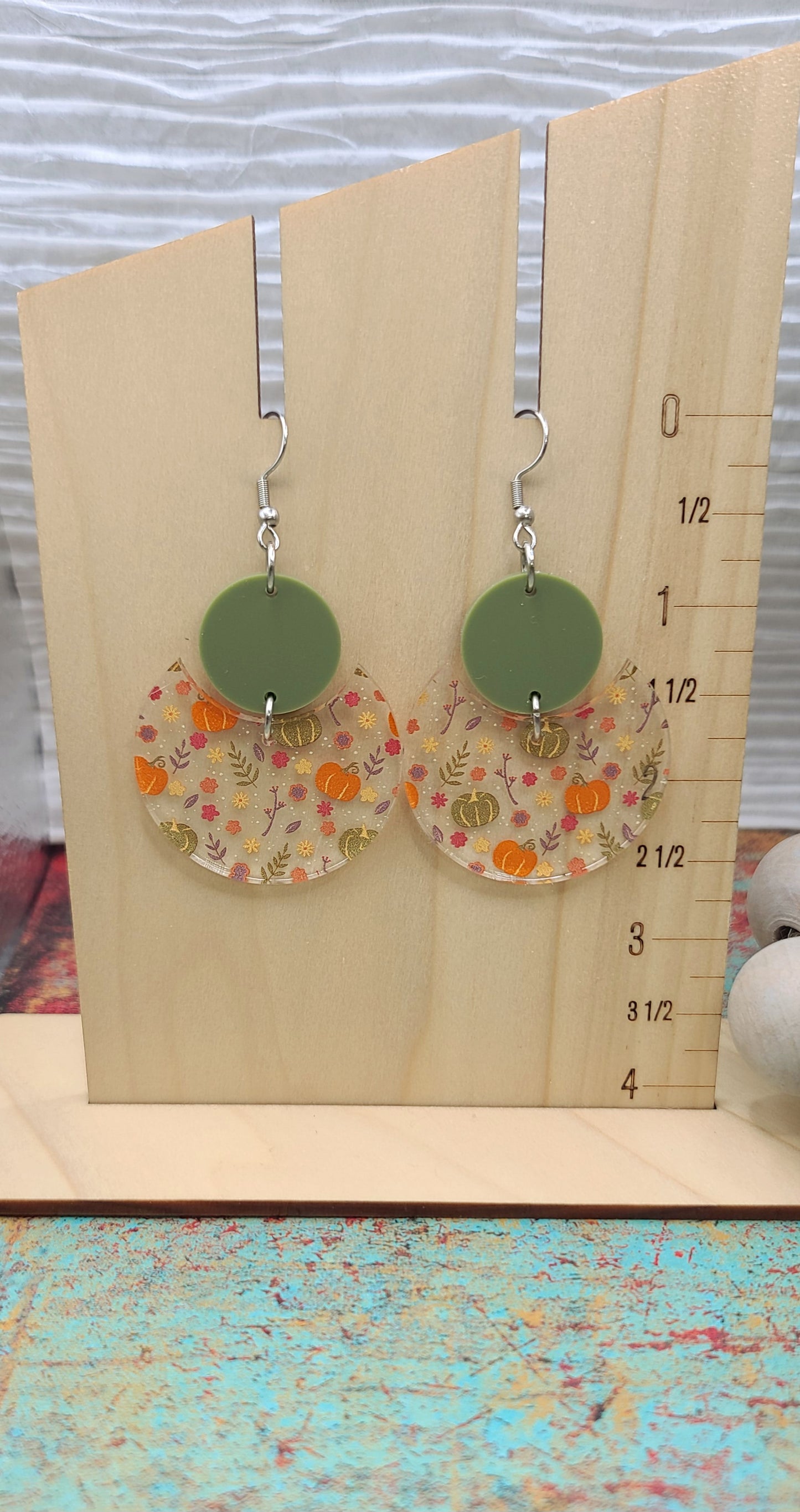 Fall Pumpkin Stacked Circle Earrings