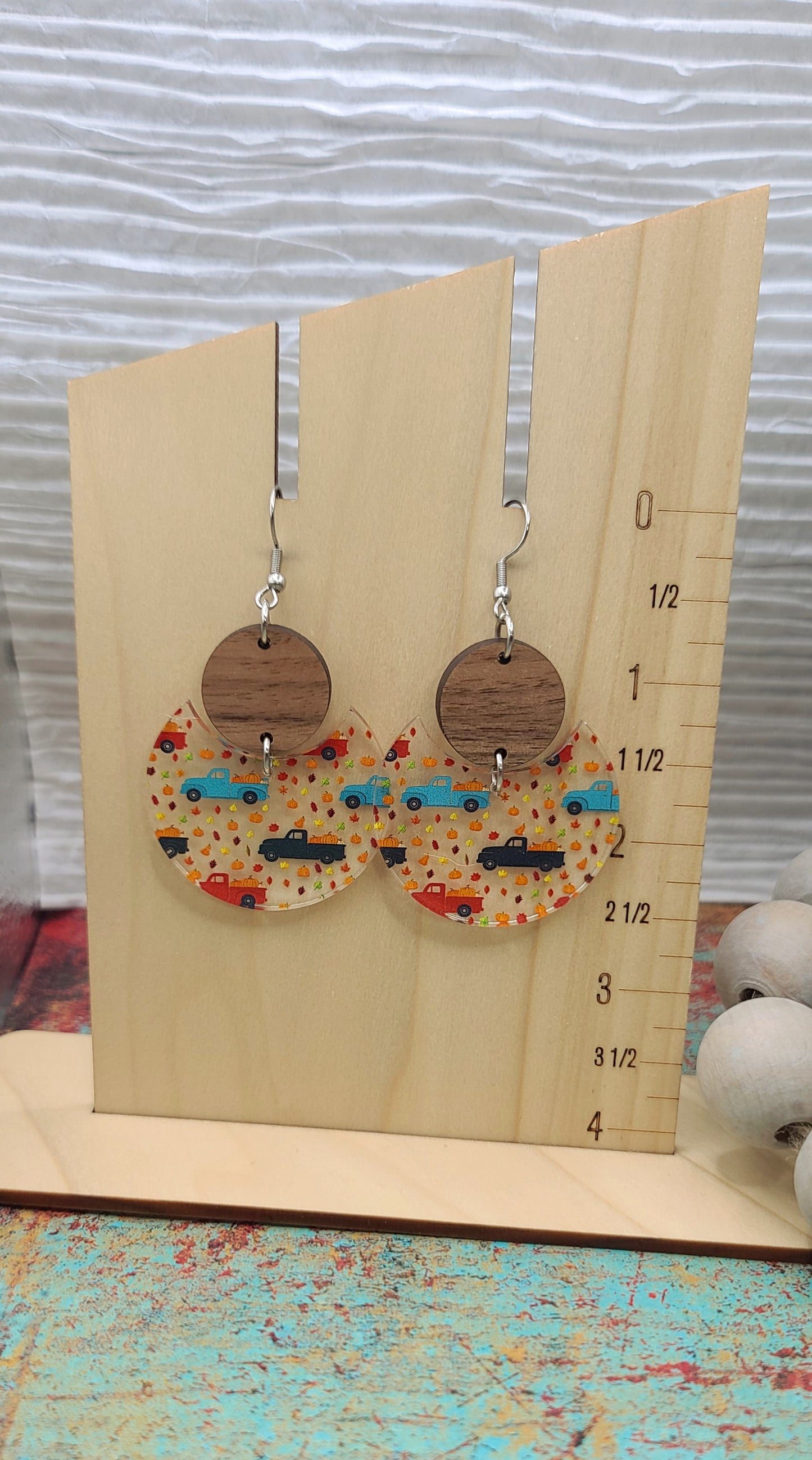 Fall Truck Stacked Circle Earrings