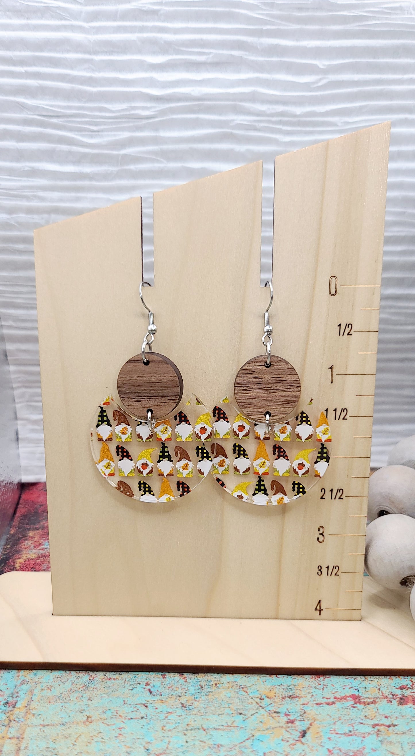 Fall Gnome Stacked Circle Earrings
