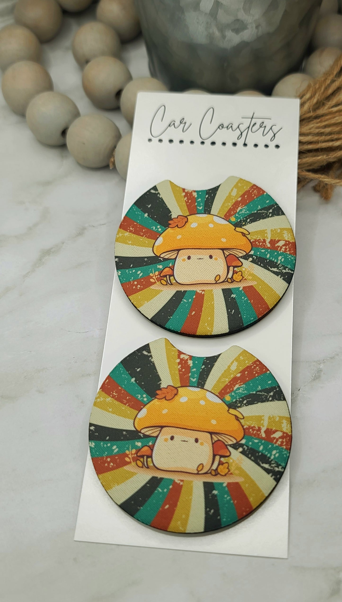 Retro Mushroom Car Coasters
