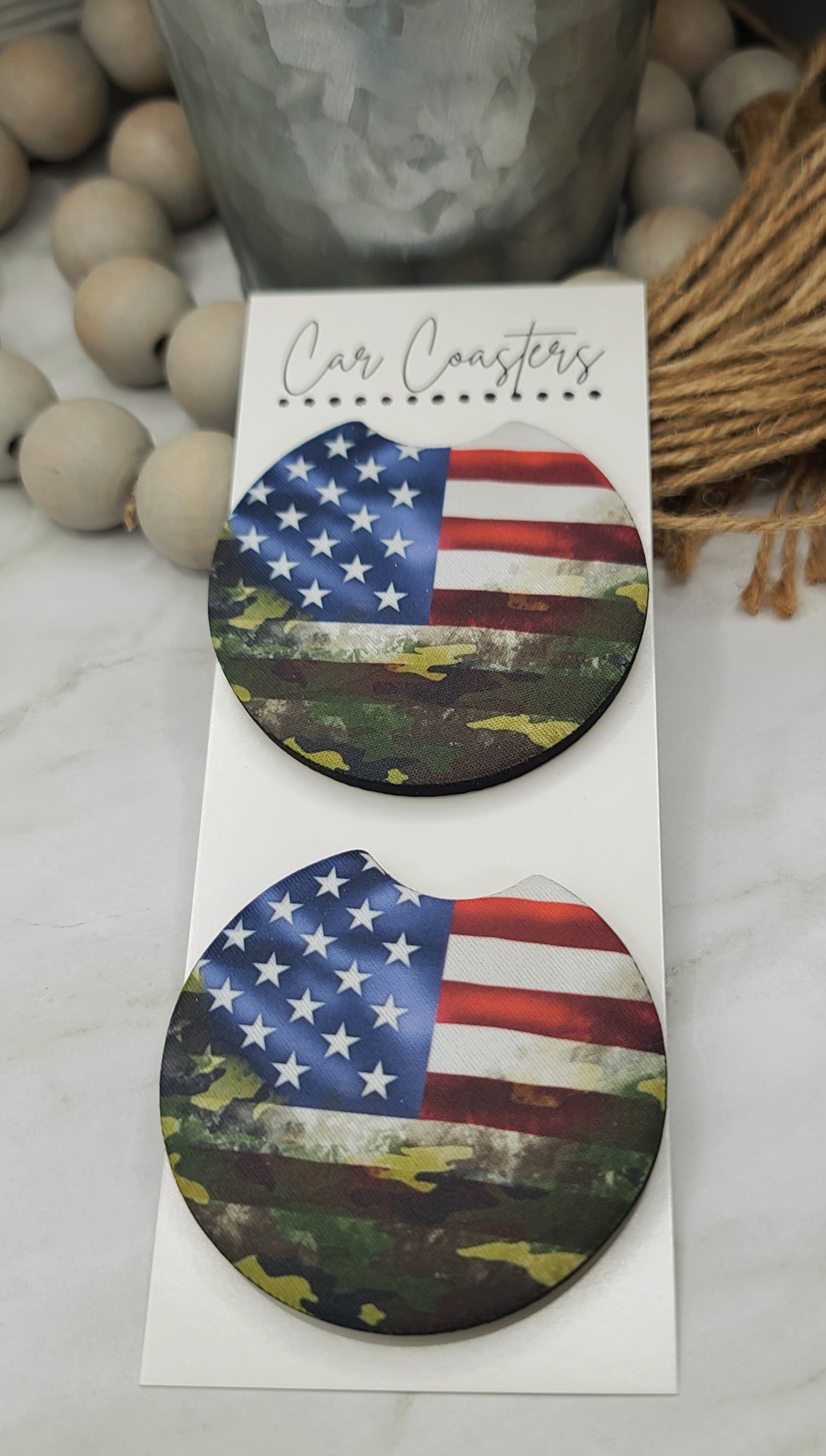 Camo Flag Car Coasters