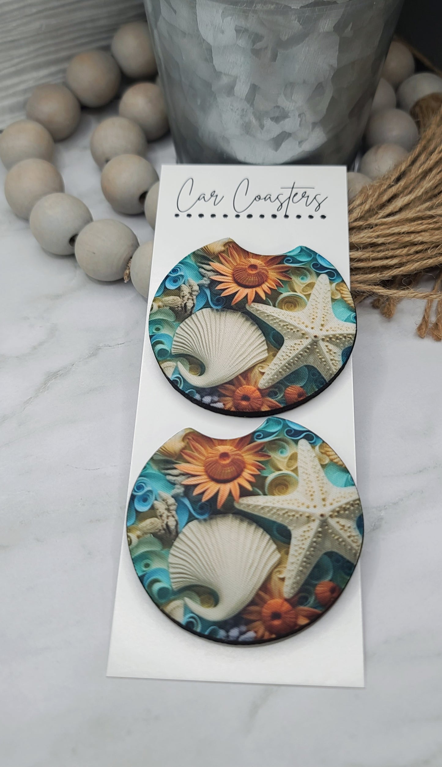 Floral Beach Car Coasters