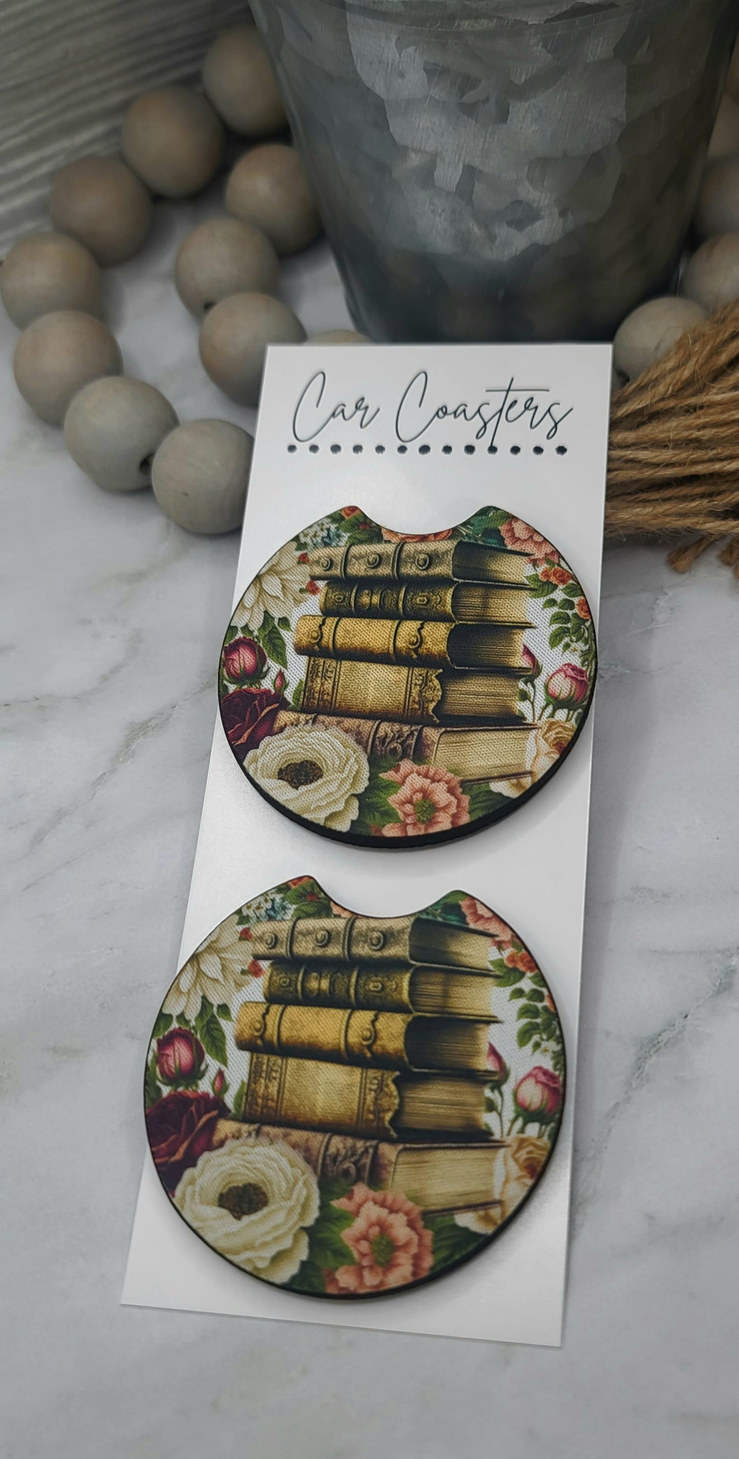 Floral Book Car Coasters