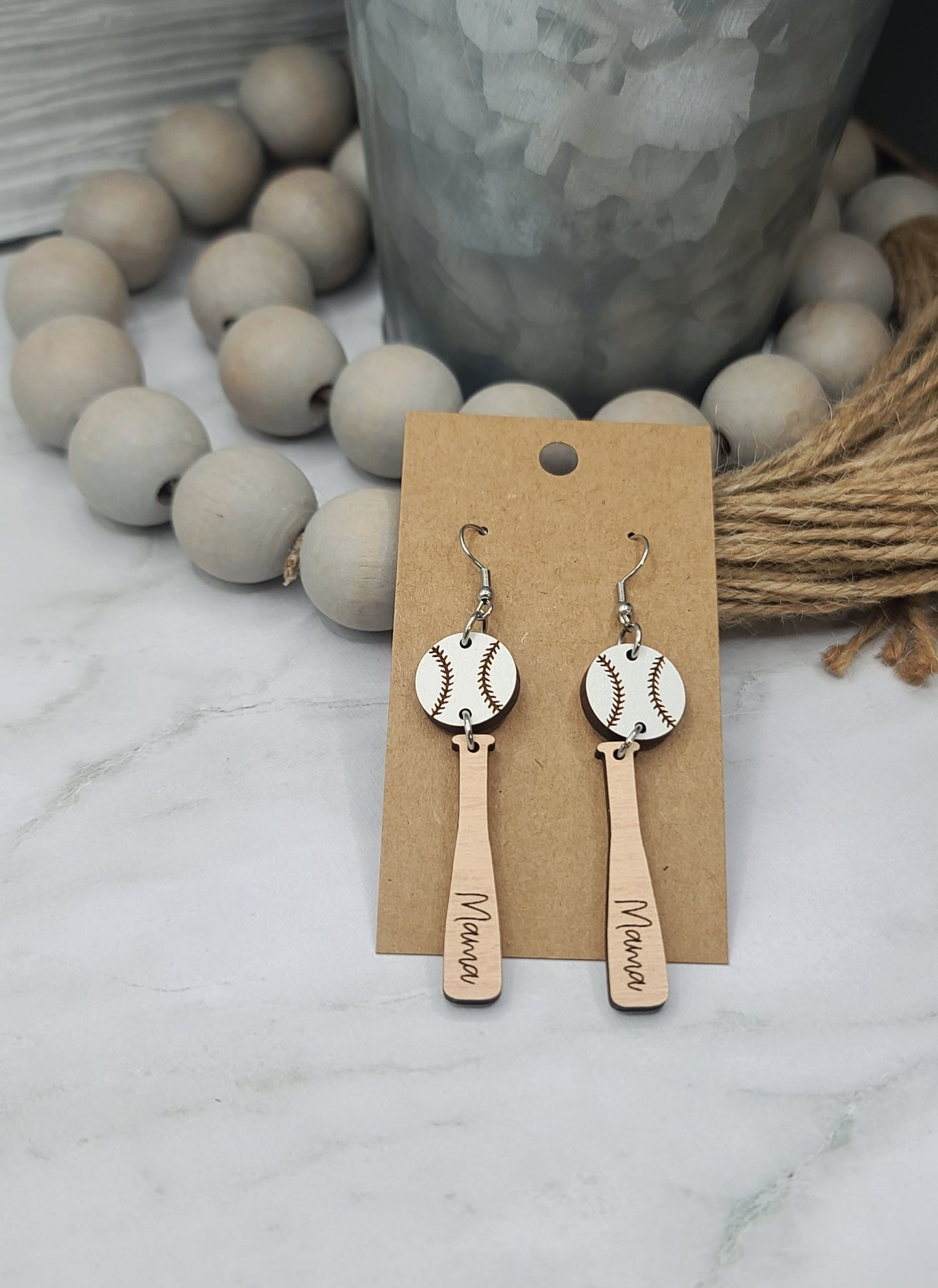 Personalized Baseball Earrings