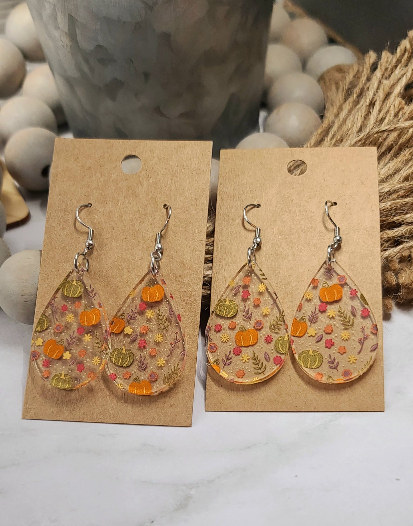 Pumpkin Teardrop Earrings