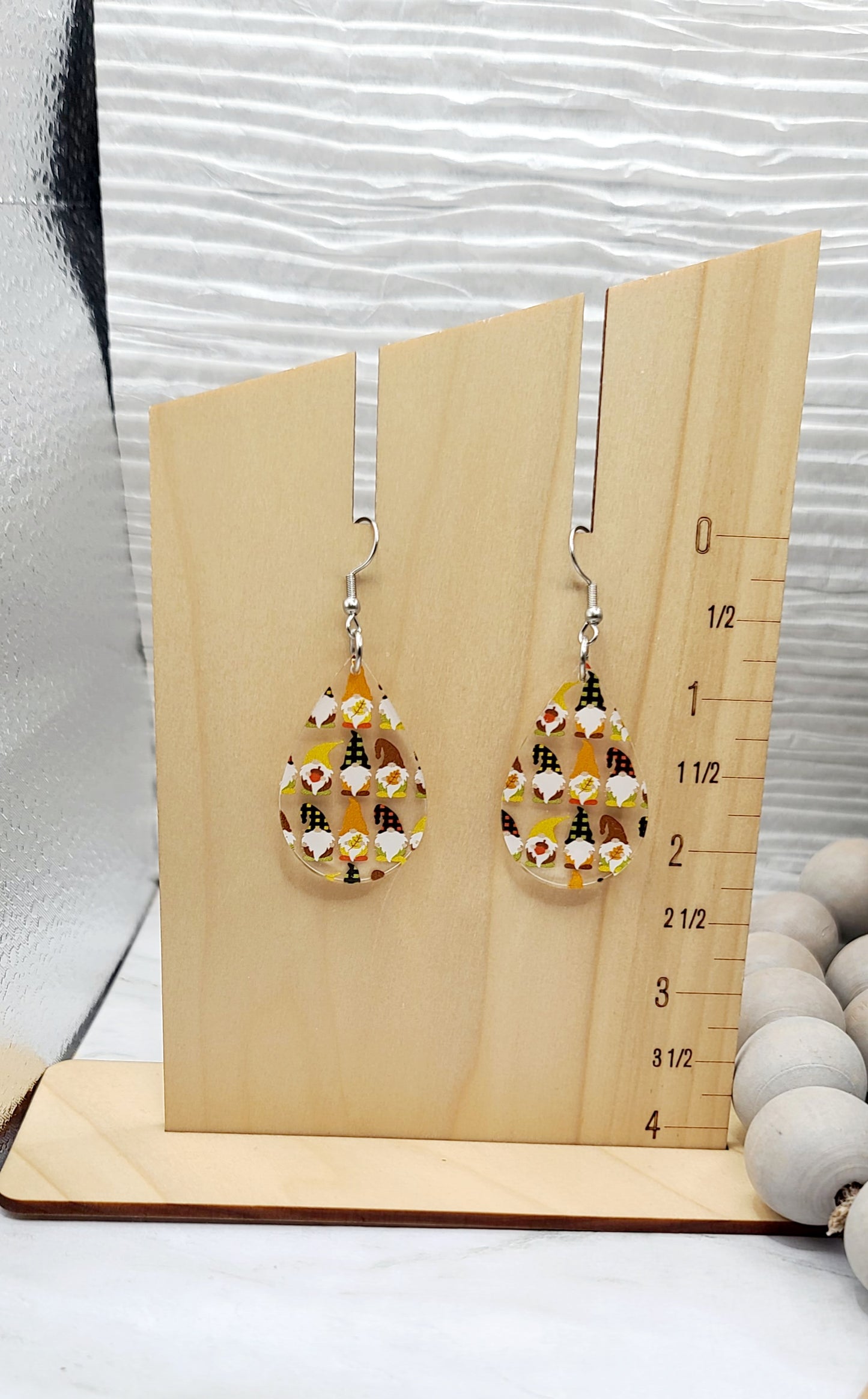 Fall Gnome Teardrop Earrings
