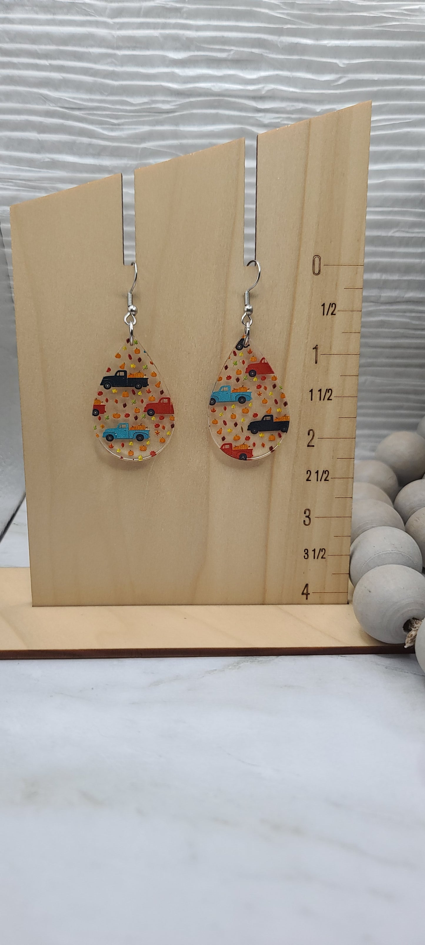 Fall Truck Teardrop Earrings