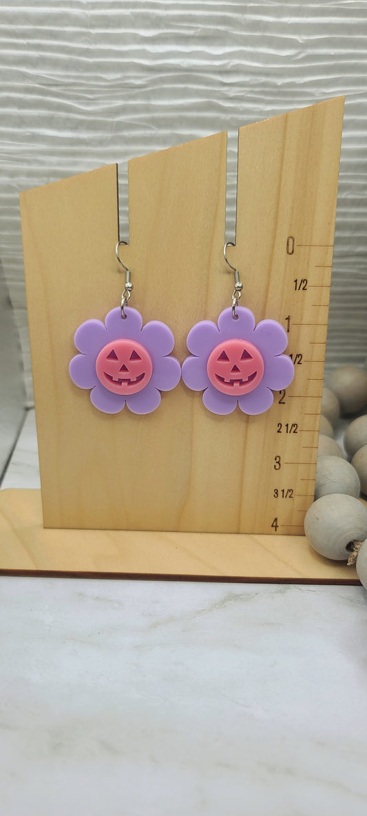 Pastel Pumpkin Daisy Earrings