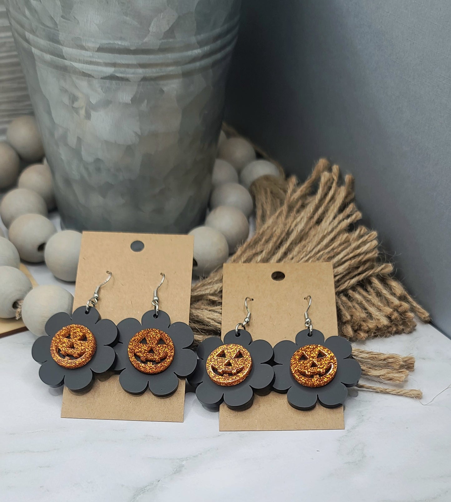 Pumpkin Daisy Earrings