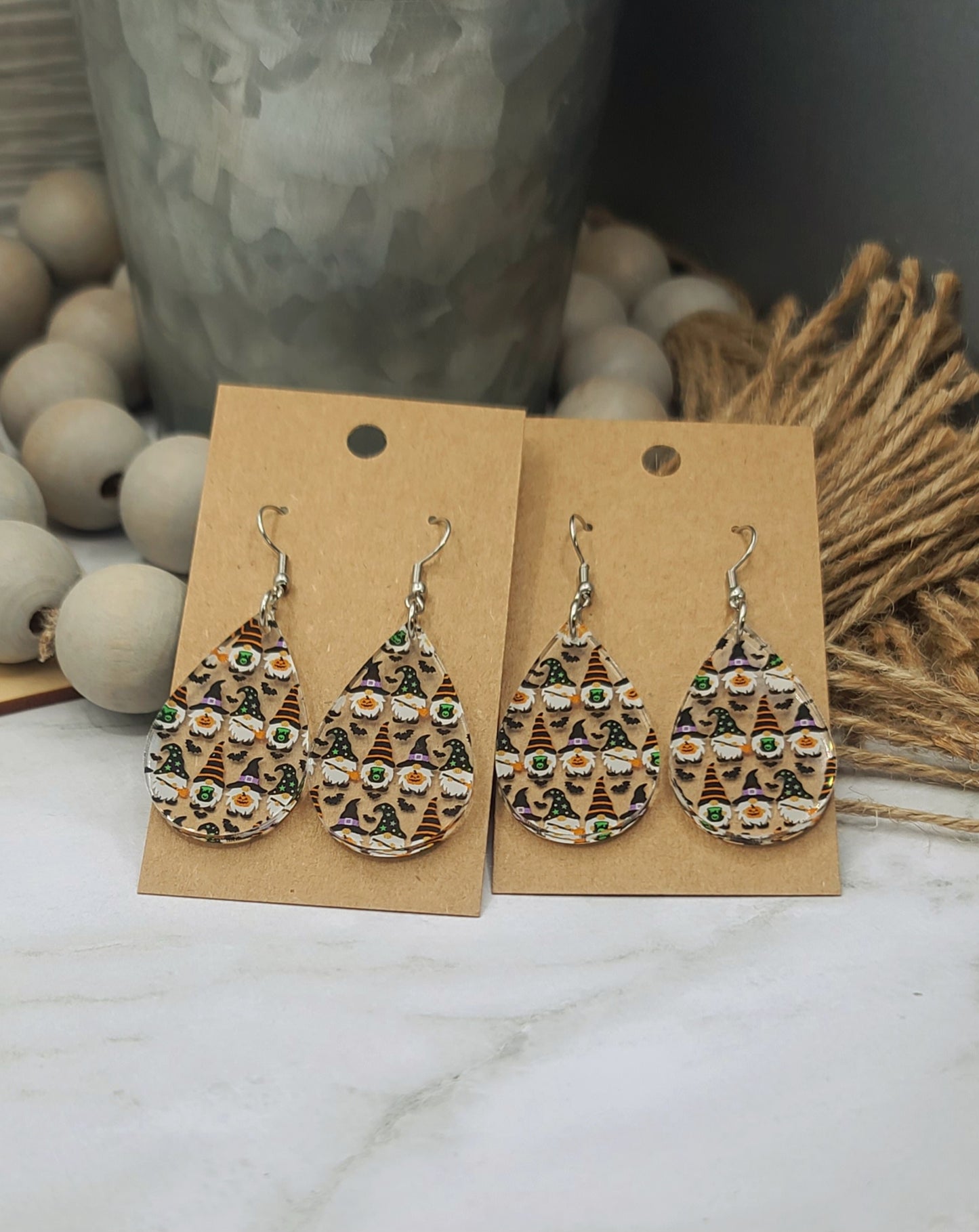Halloween Gnome Teardrop Earrings