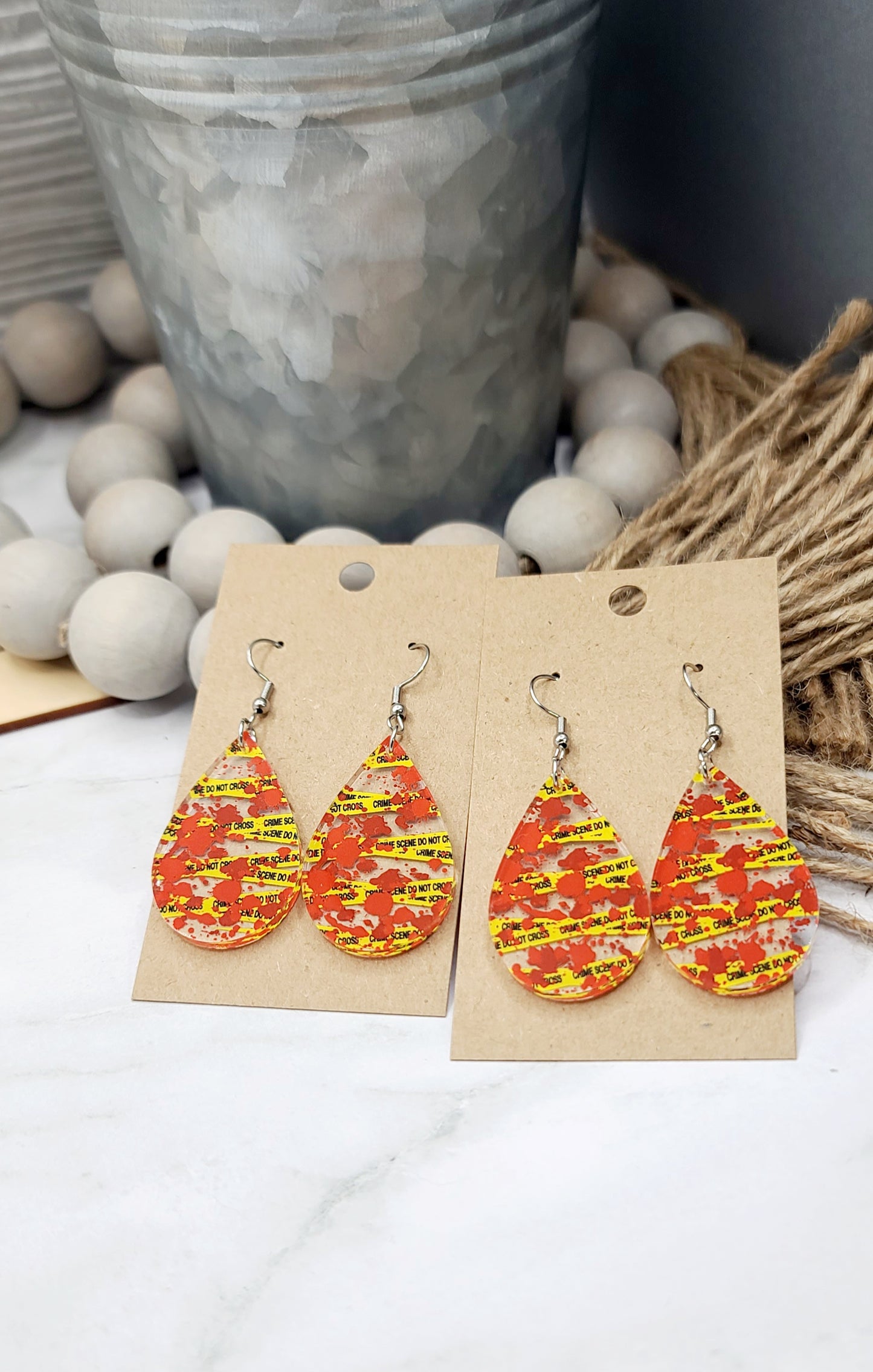 Crime Scene Teardrop Earrings