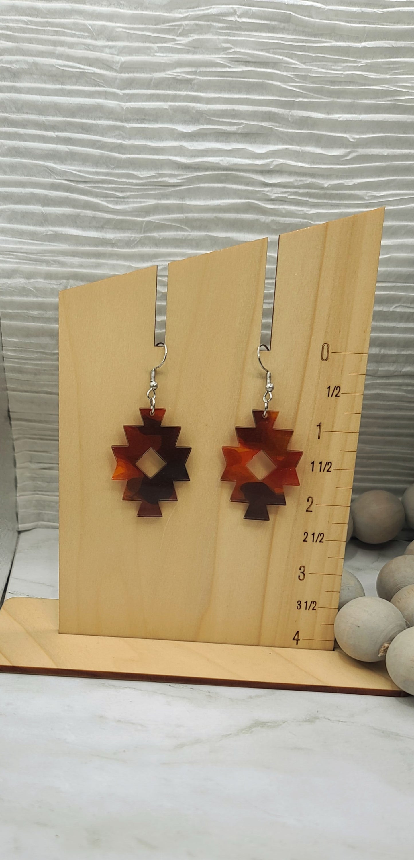Brown Mosiac Aztec Earrings