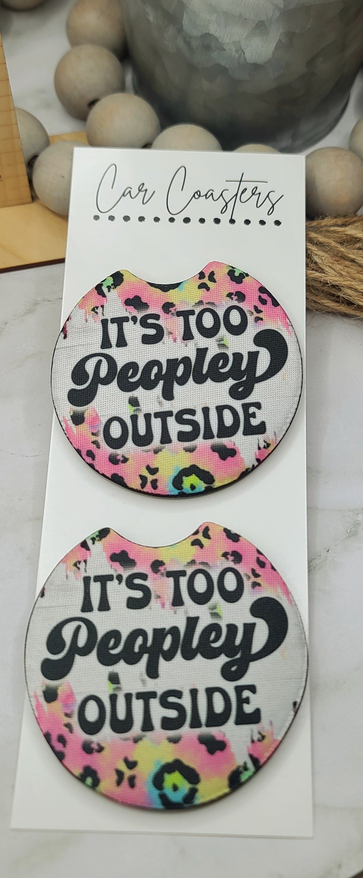 Too Peopley Outside Car Coasters