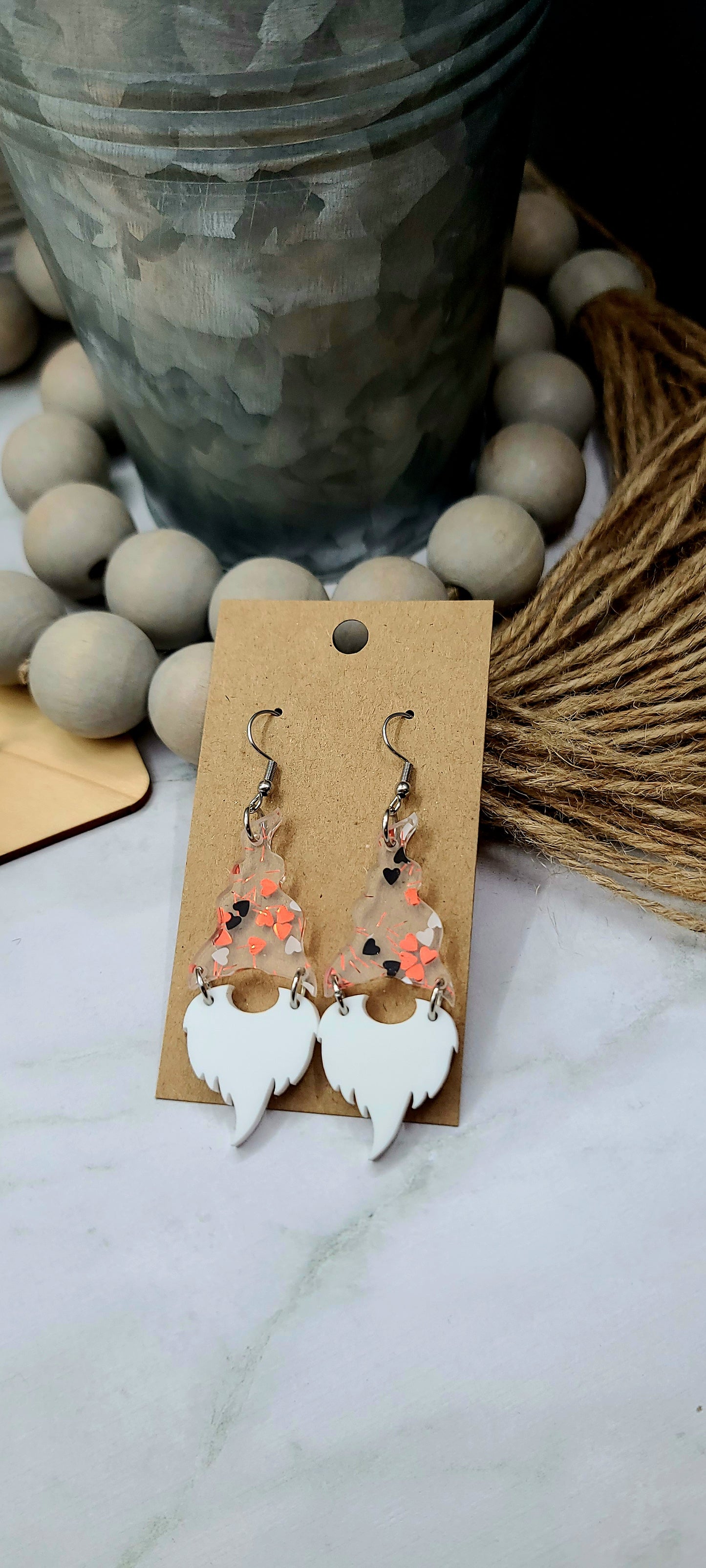 Glitter Heart Gnome Earrings