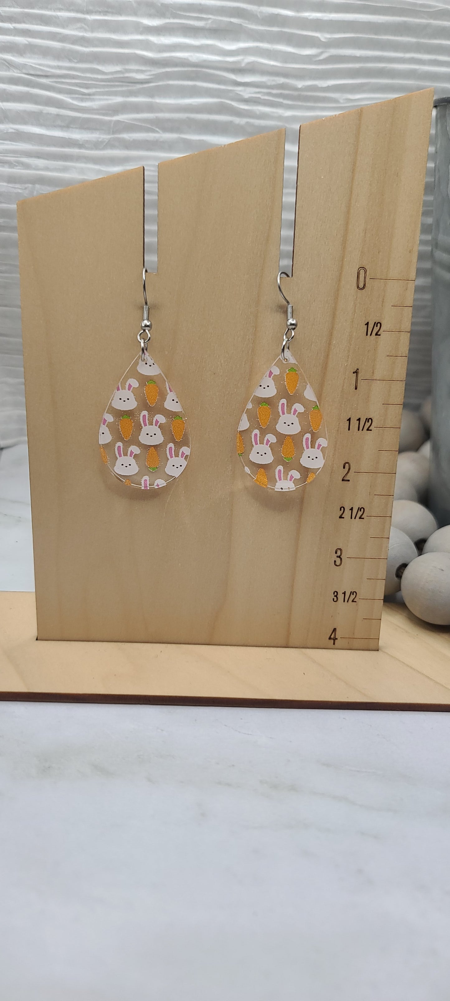 Bunnies and Carrots Teardrop Earrings