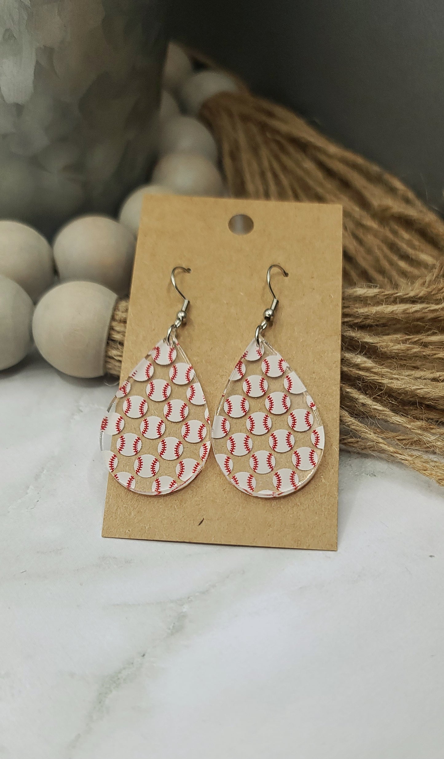 Baseball Teardrop Earrings