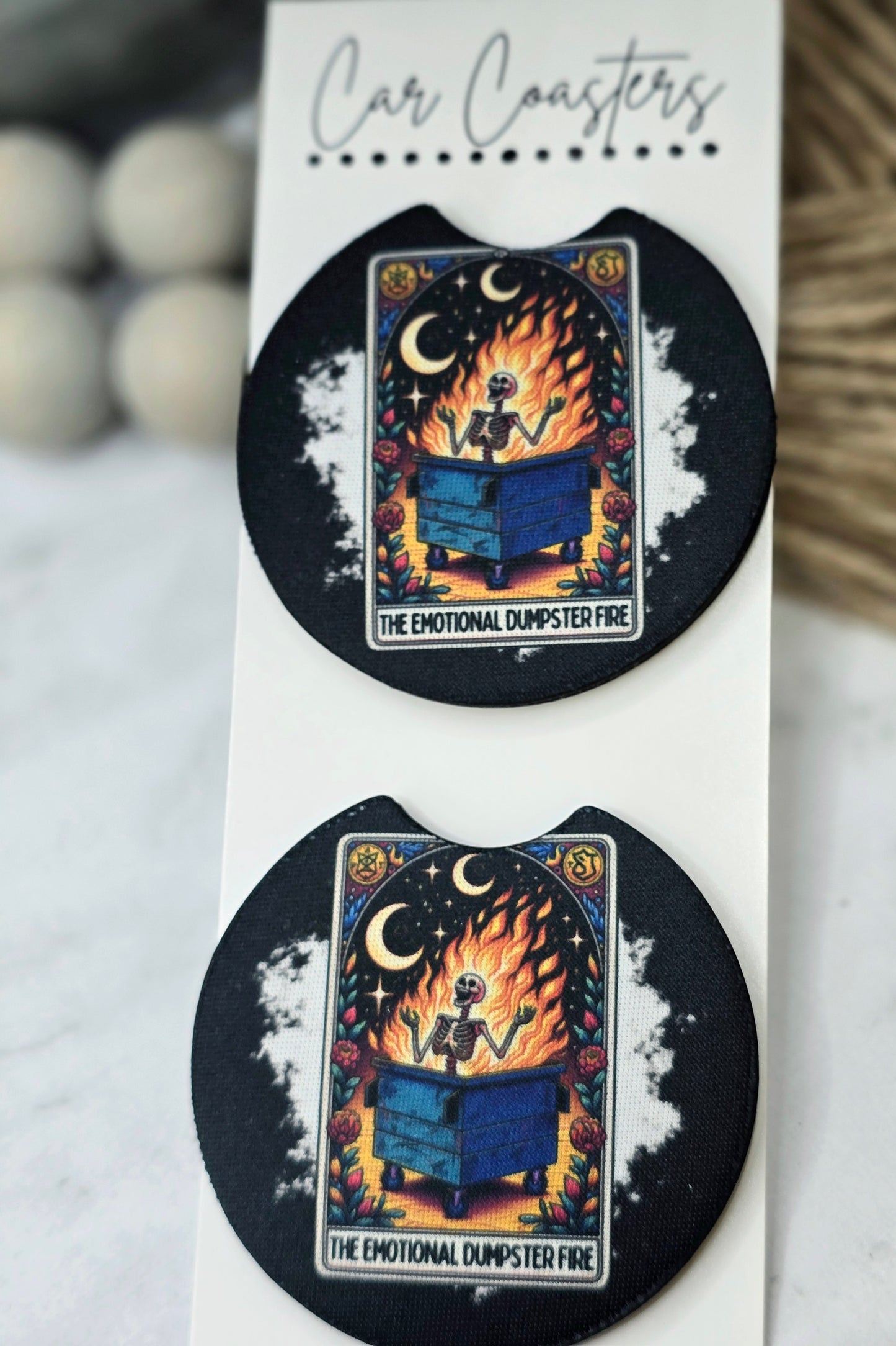Dumpster Fire Car Coasters