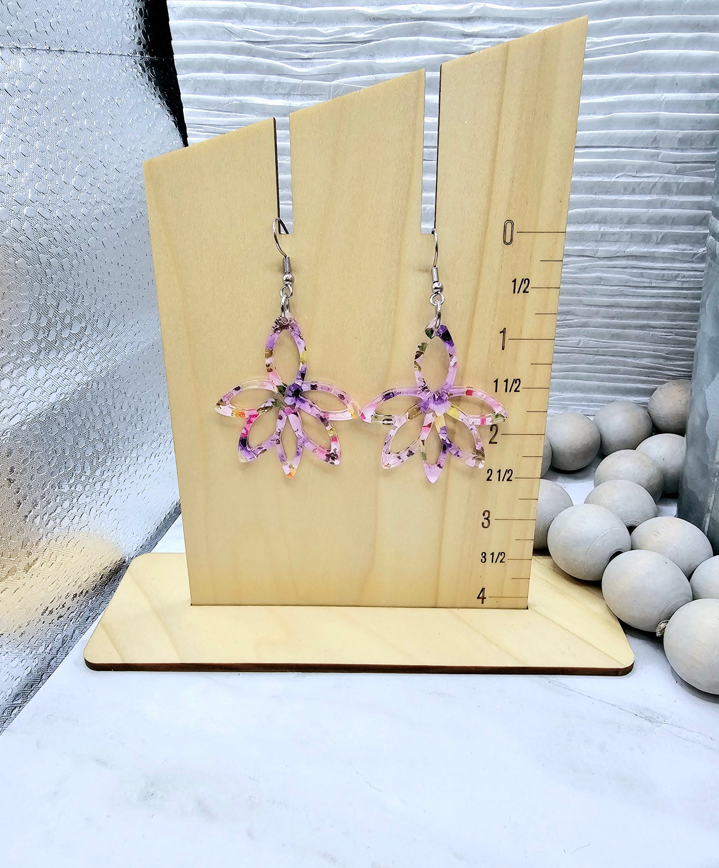 Pink Floral Lotus Earrings