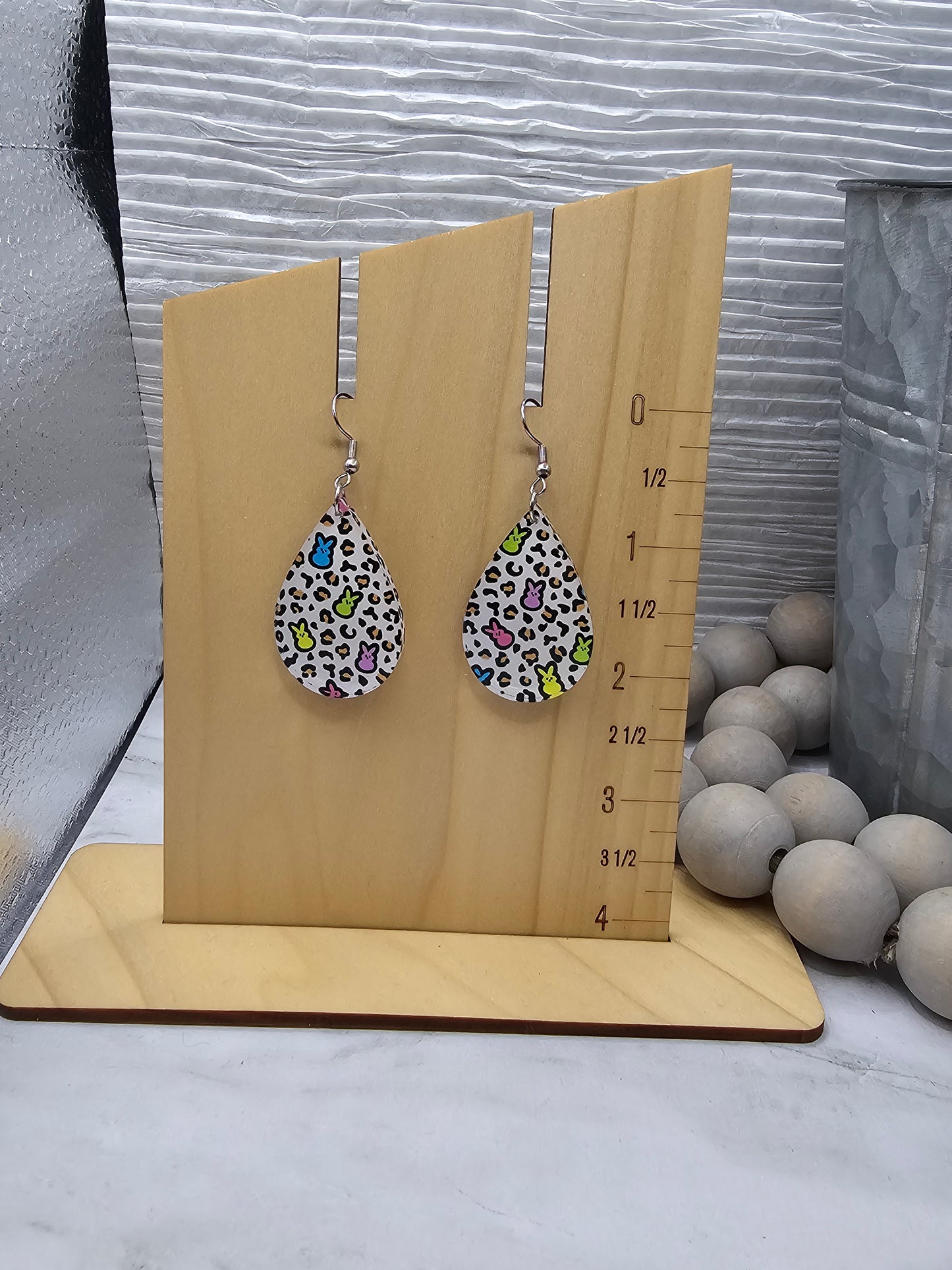 Marshmallow Bunnies Leopard Teardrop Earrings