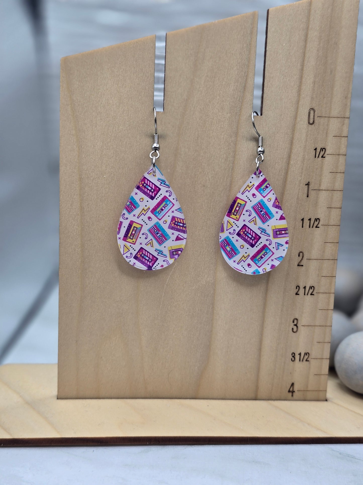 Retro Cassette Teardrop Earrings