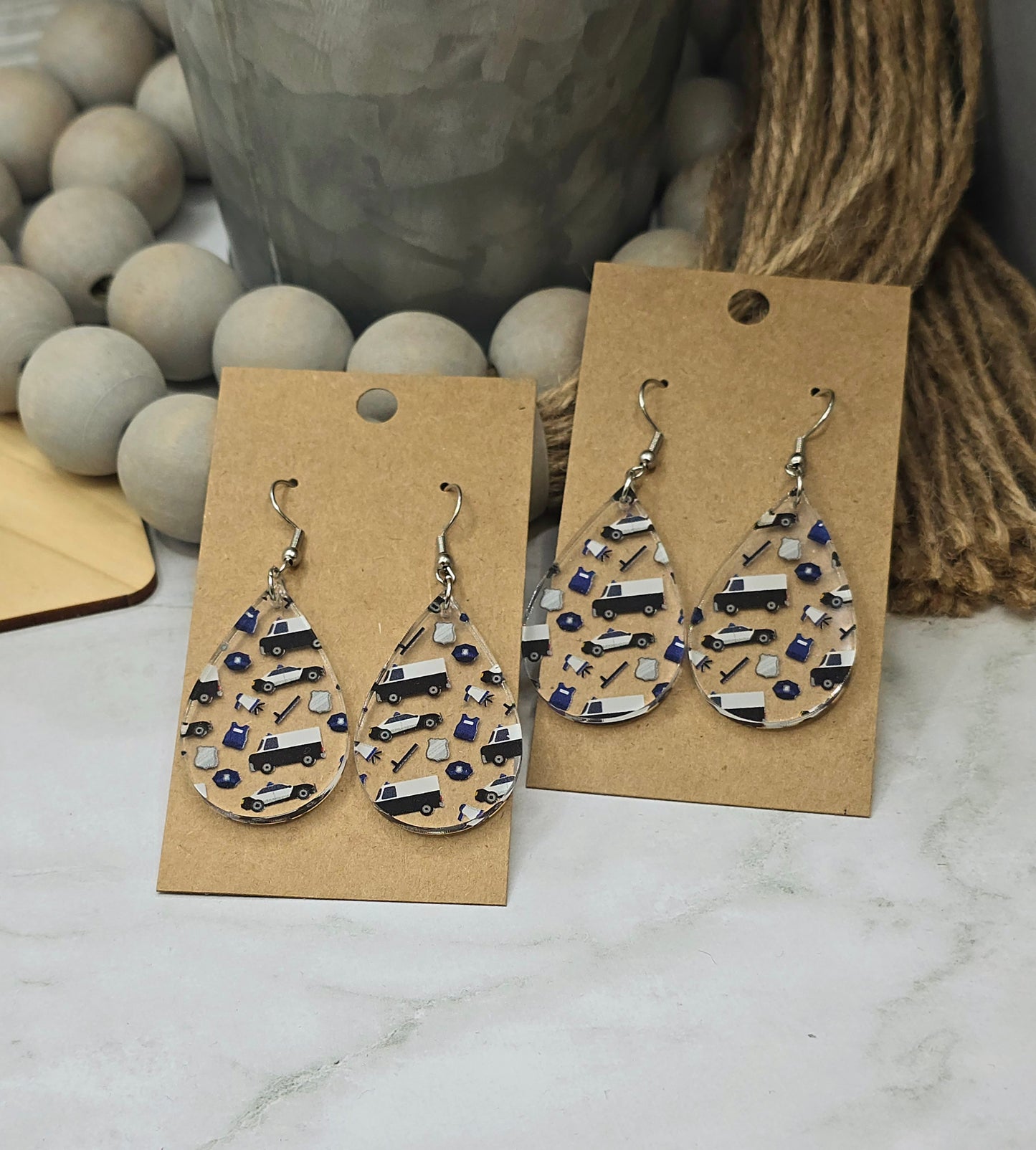 Police Teardrop Earrings