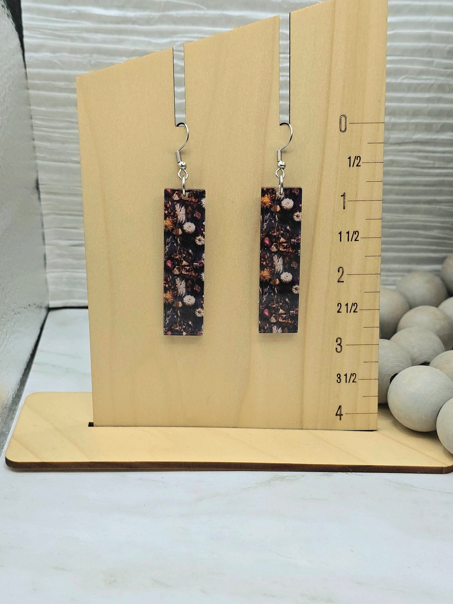 Midnight Wildflower Floral Bar Earrings