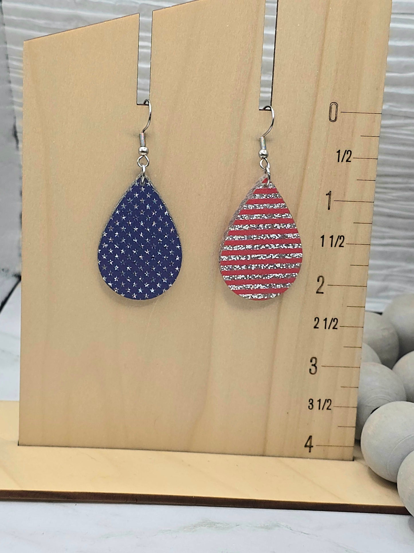 Stars and Stripes Glitter Teardrop Earrings