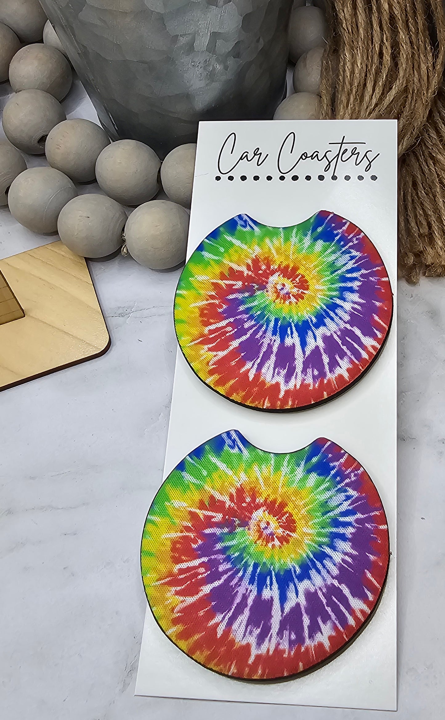 Tie Dye Car Coasters