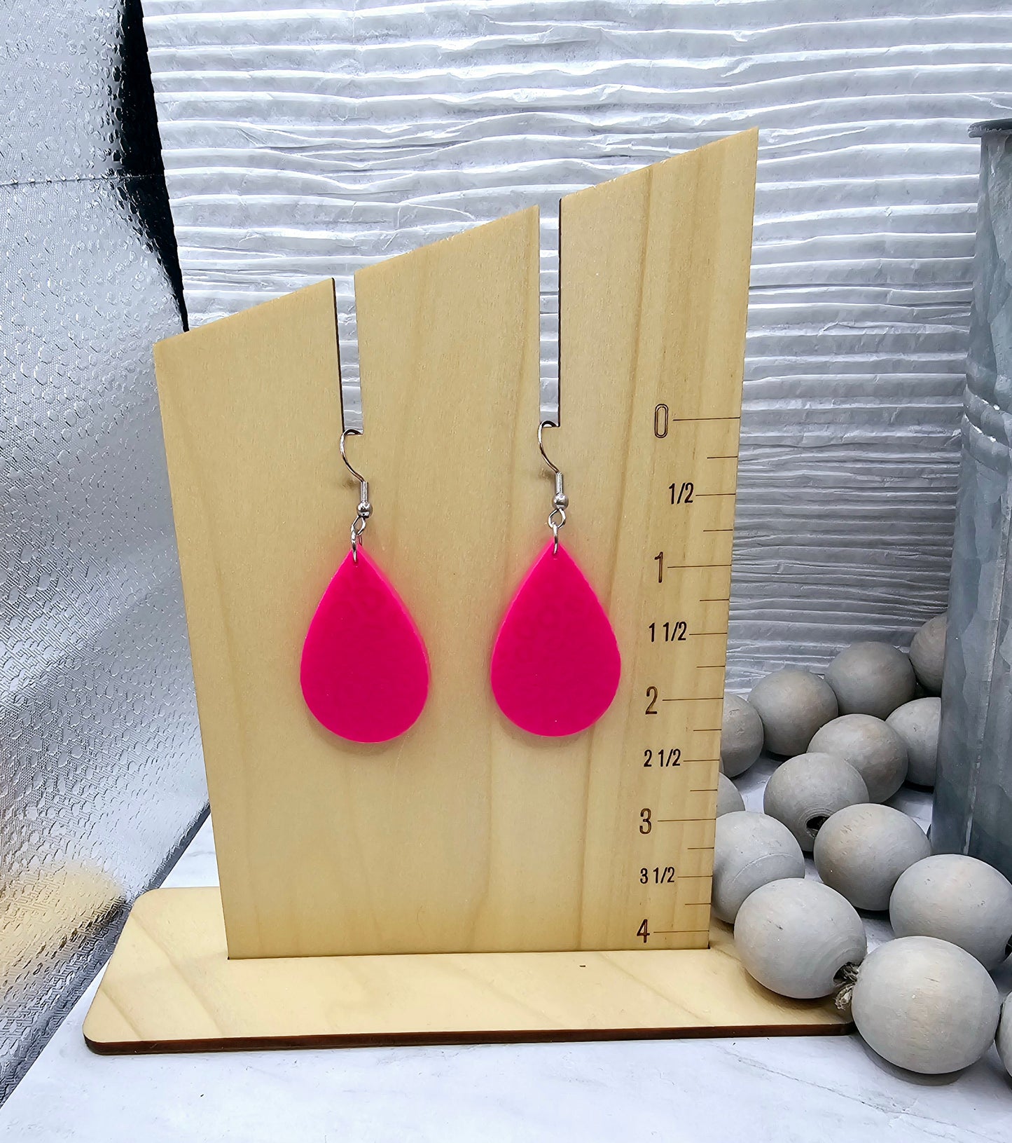 Pink Leopard Teardrop Earrings