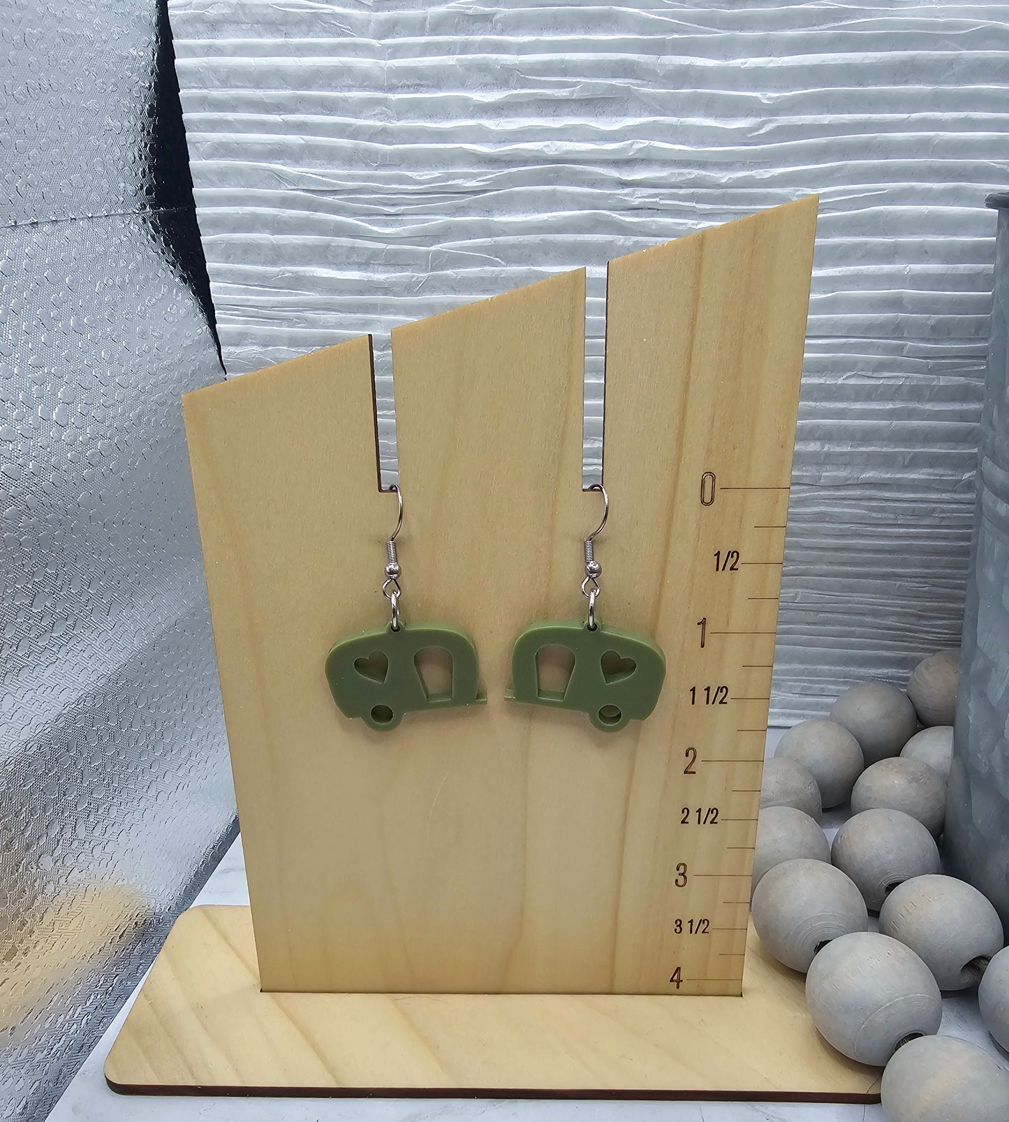 Olive Green Camper Earrings