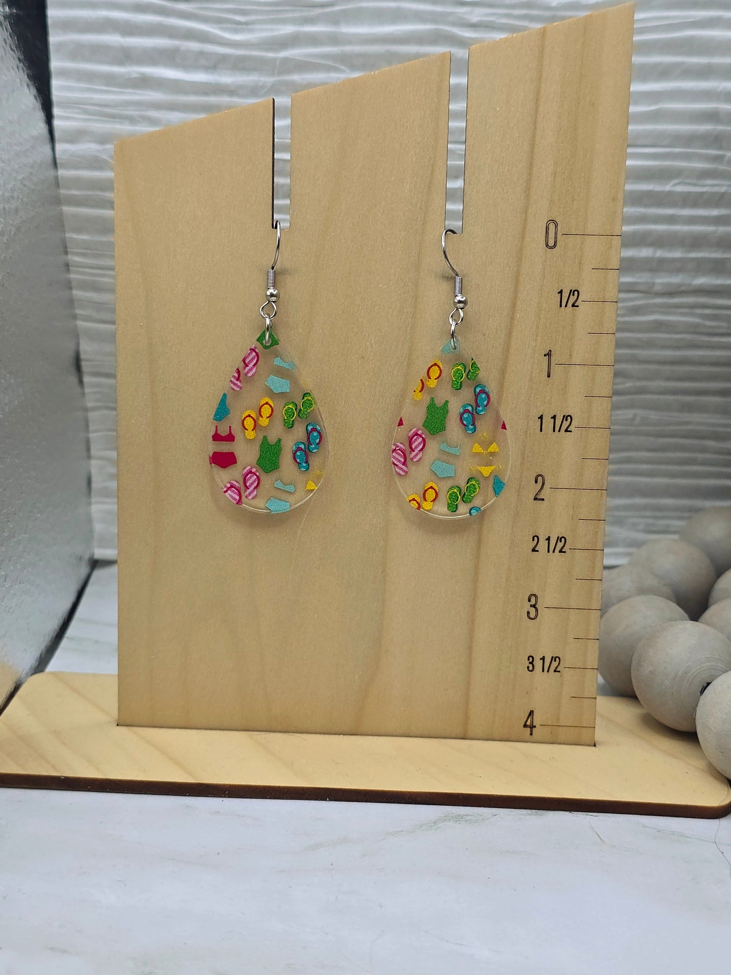 Swimsuits and Flip-Flops Teardrop Earrings