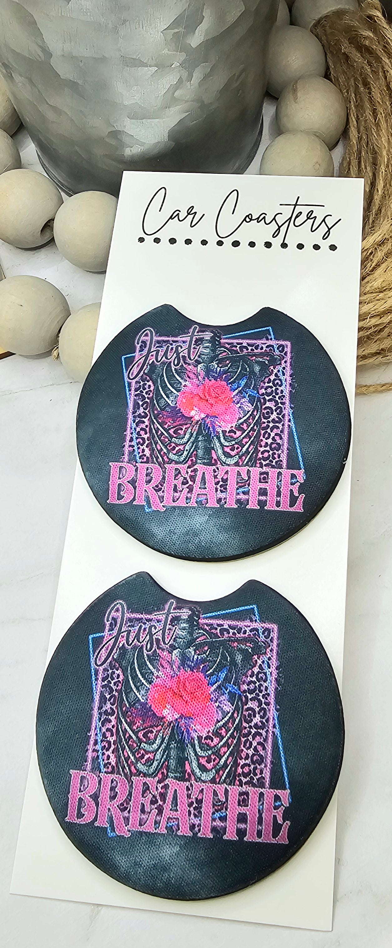 Just Breathe Car Coasters