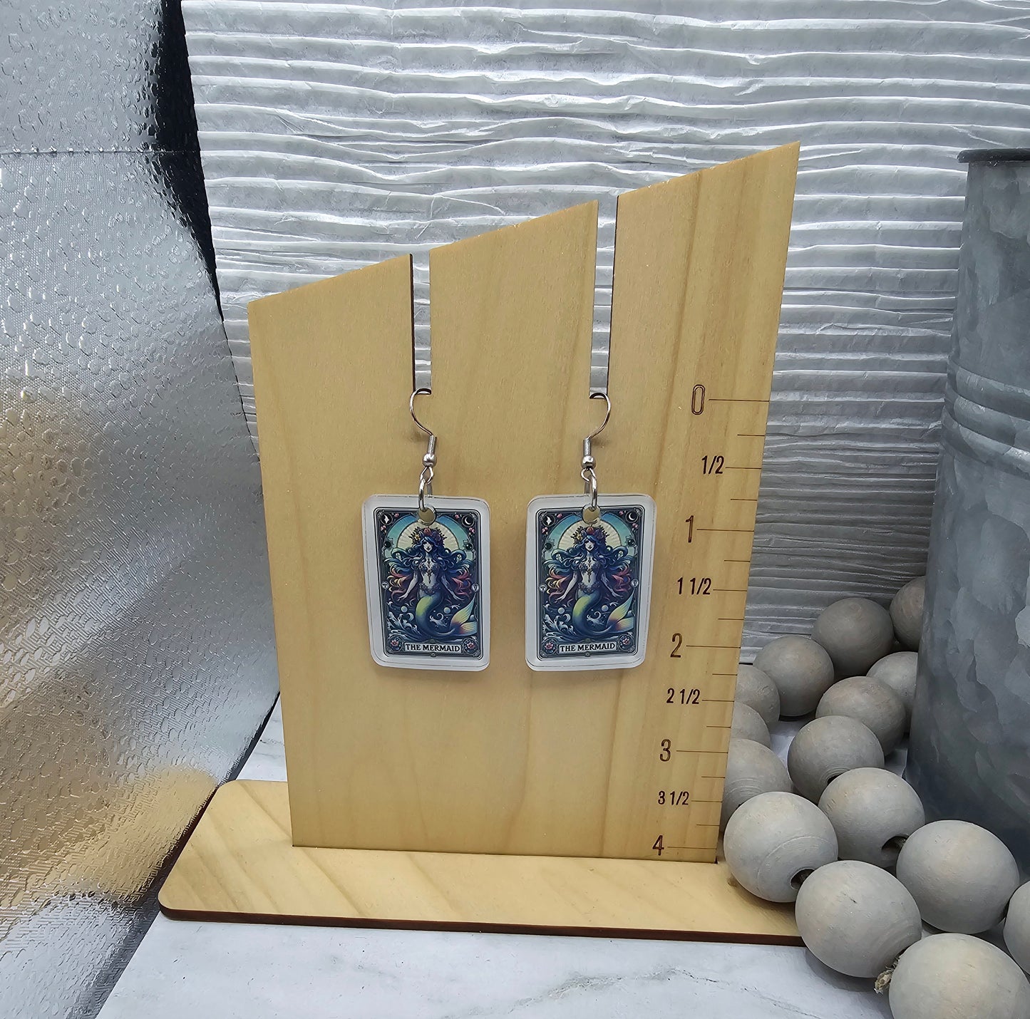 Mermaid Tarot Card Earrings