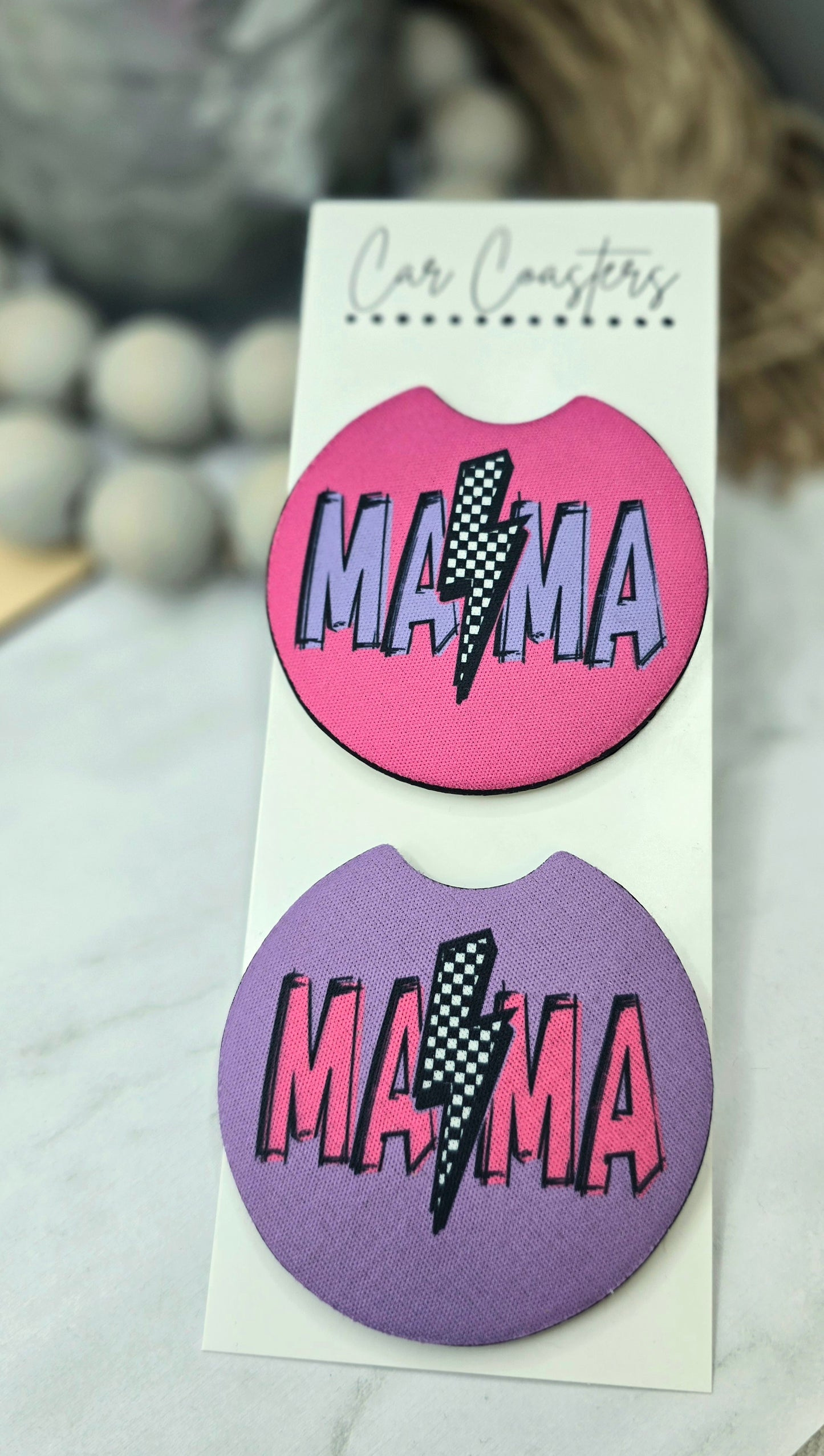 Mismatch Lightning Mama Car Coasters