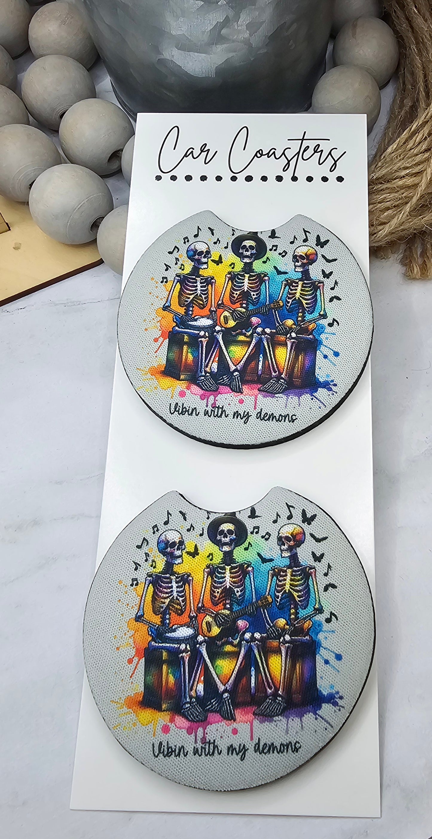 Vibin Skeletons Car Coasters