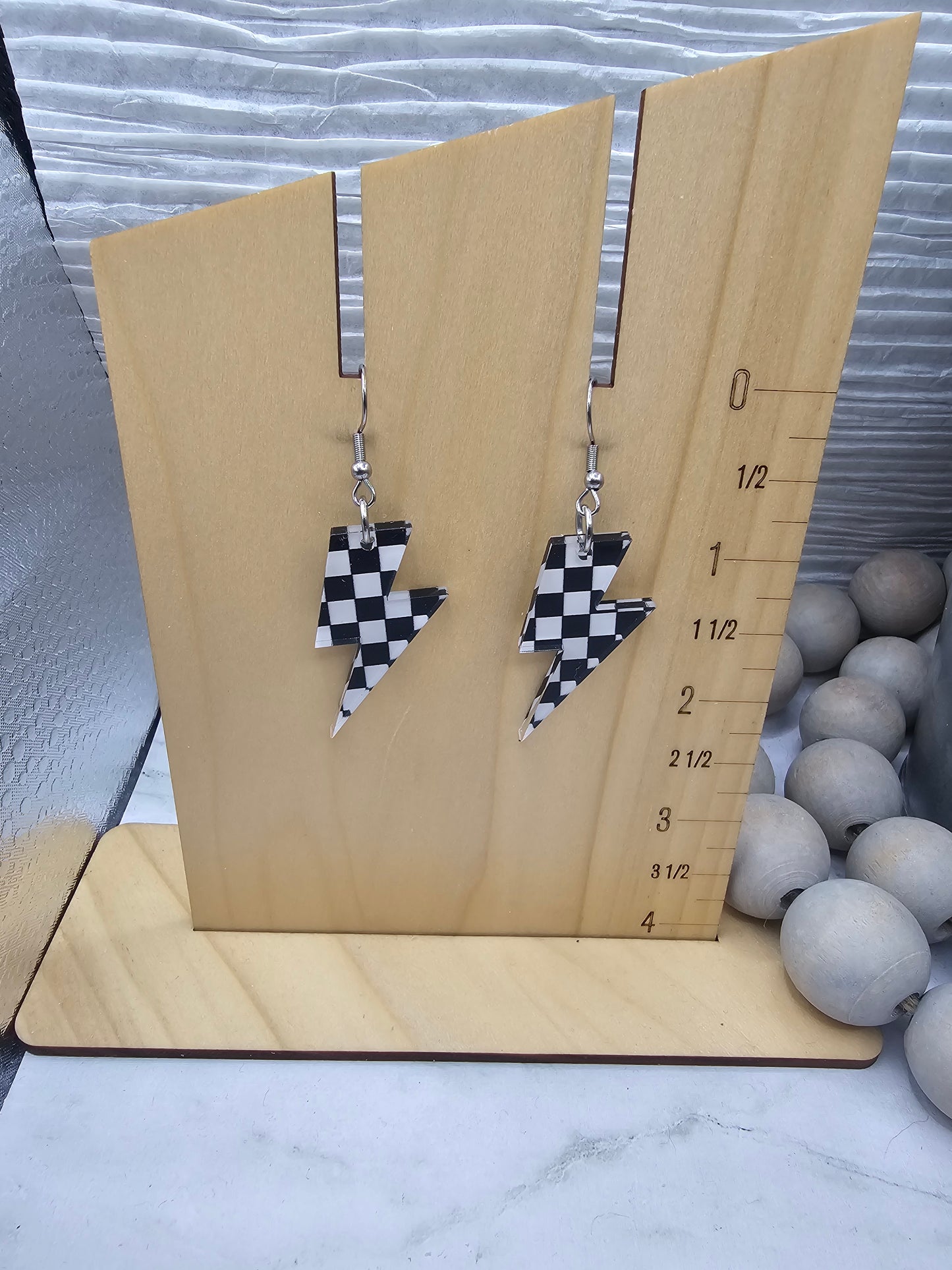 Checkered Lightning Earrings