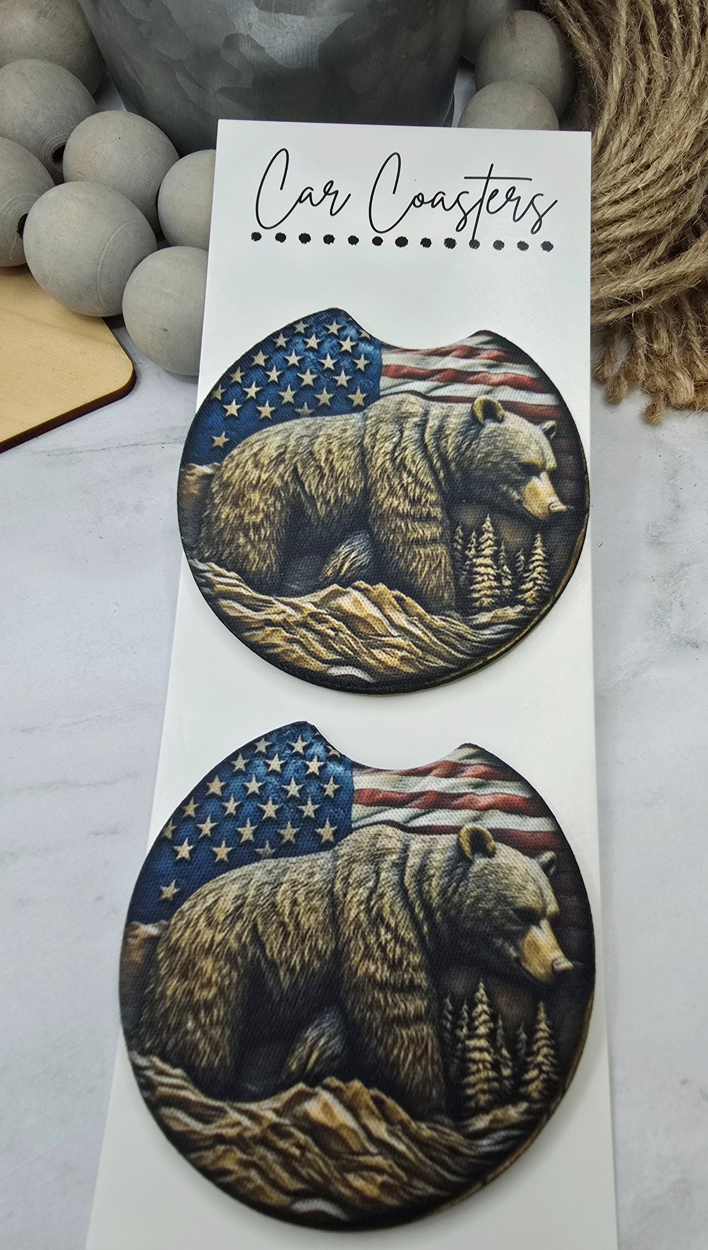 Bear Flag Car Coasters