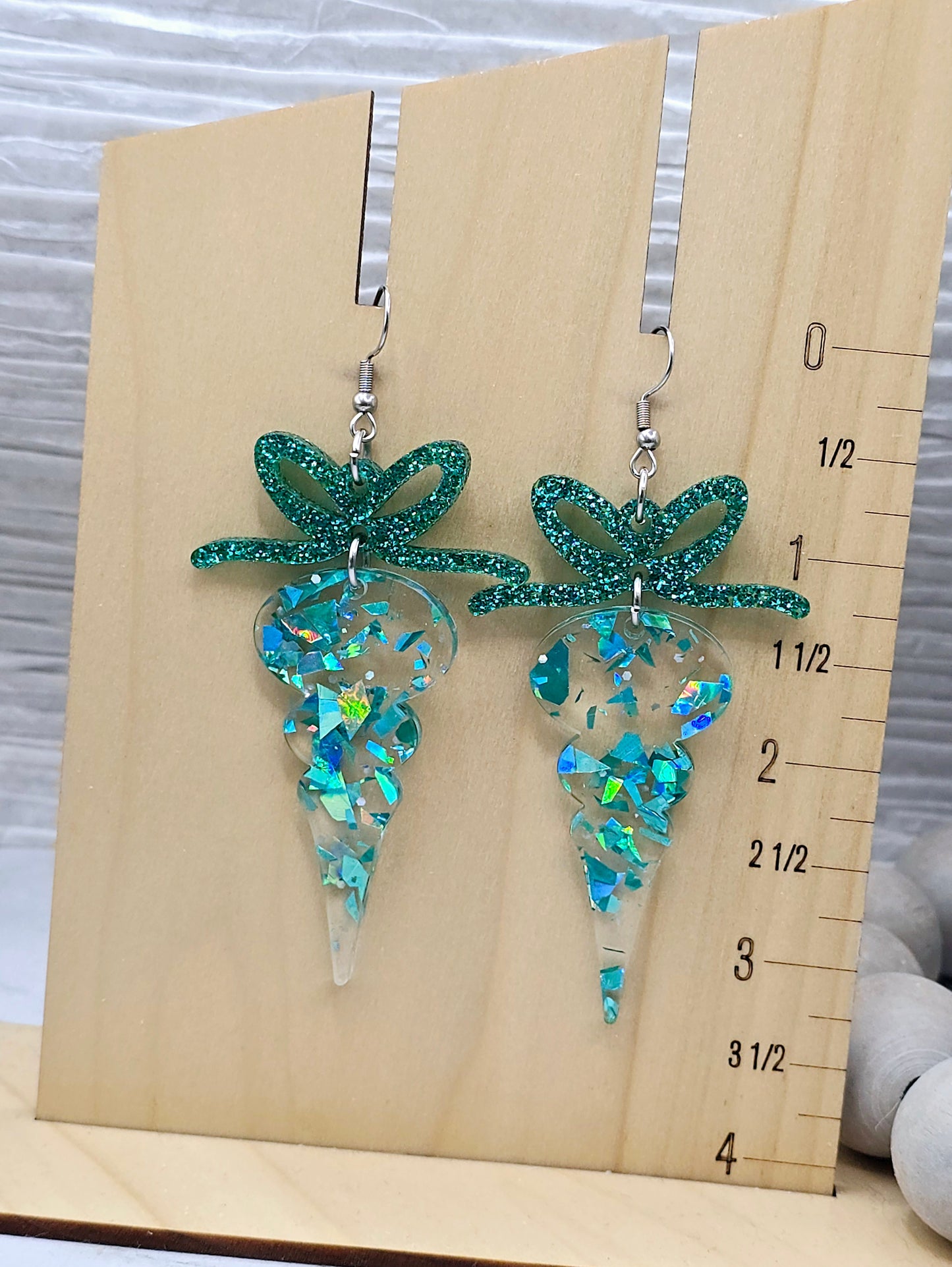 Blue Glitter Ornament Earrings