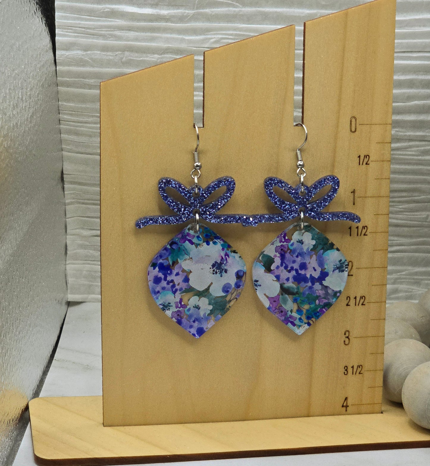 Blueberry Floral Bow Earrings